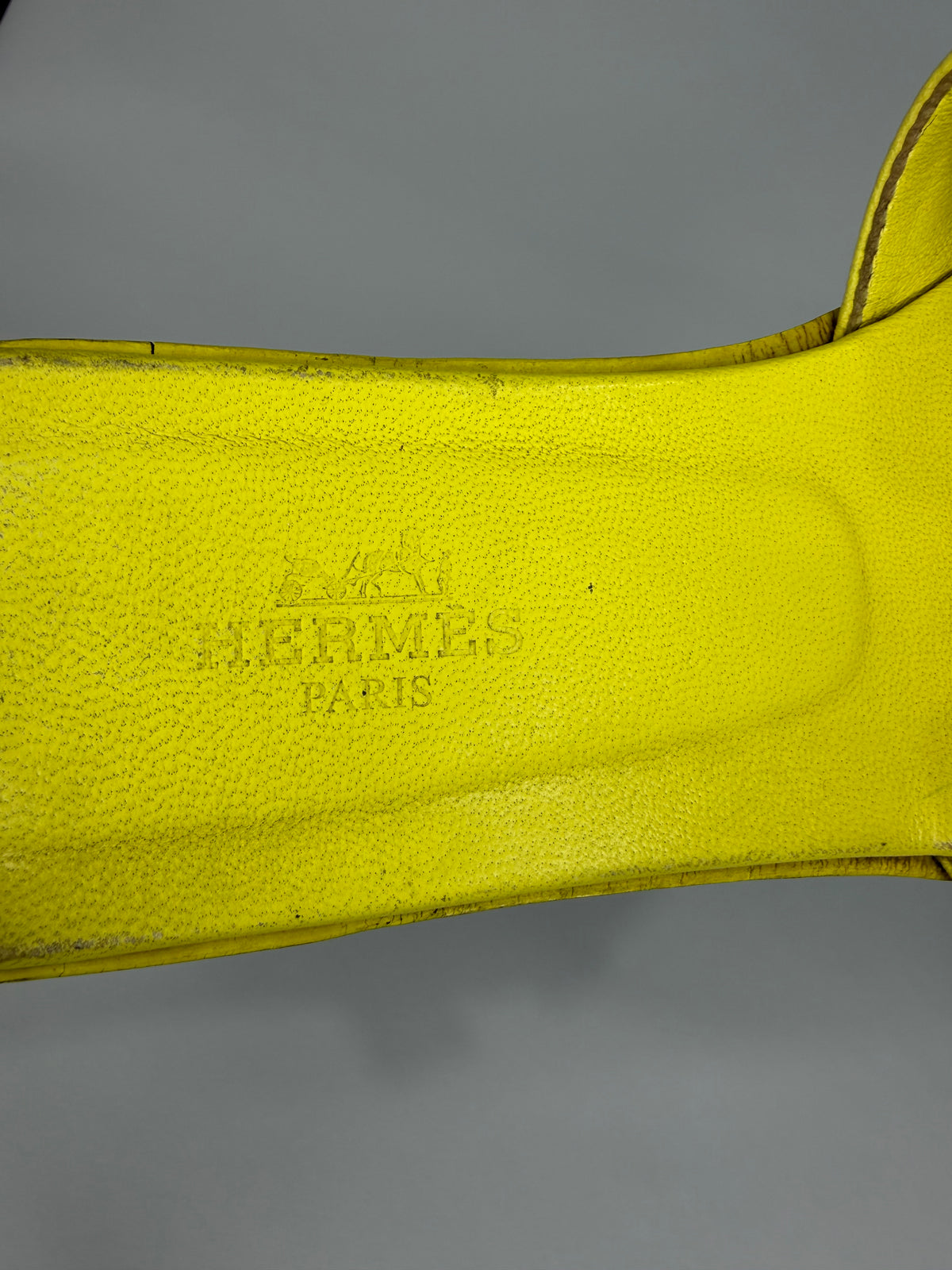 HERMES Yellow Box Calfskin Oran Sandals 37.5 EU/ 7.5 US / 4.5 UK