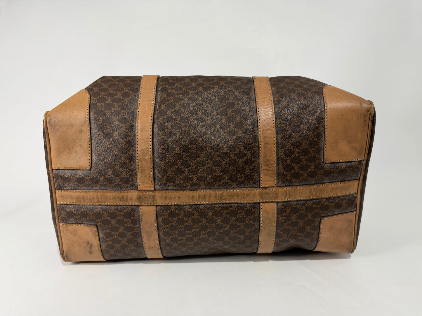 Celine Brown Triomphe Coated Canvas Large Voyage Duffle Bag
