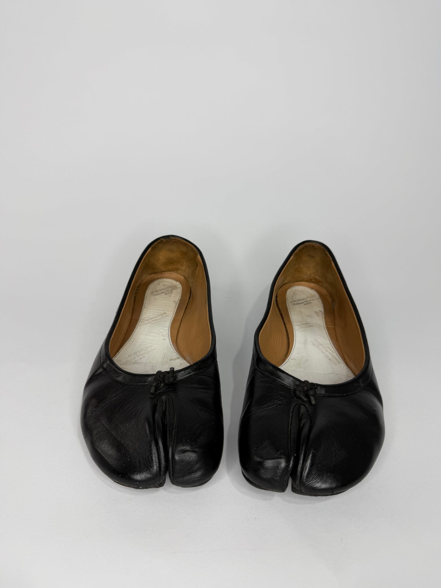 Maison Margiela Tabi Ballet Flats Black Leather Split-Toe EU 37. 5 EU/ 7.5 US