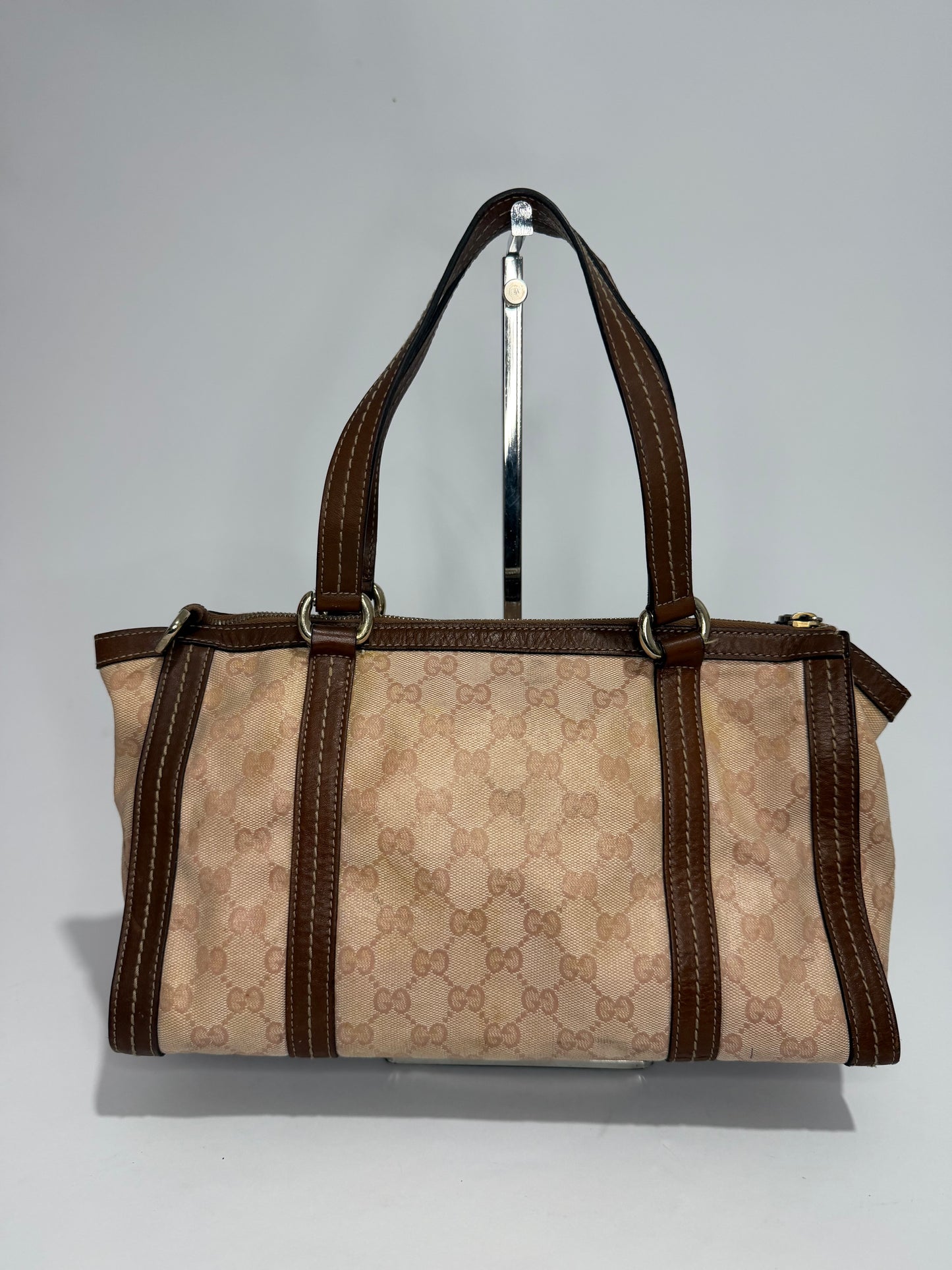 Gucci Pink/Beige GG Crystal Canvas and Leather Duchessa Tote
