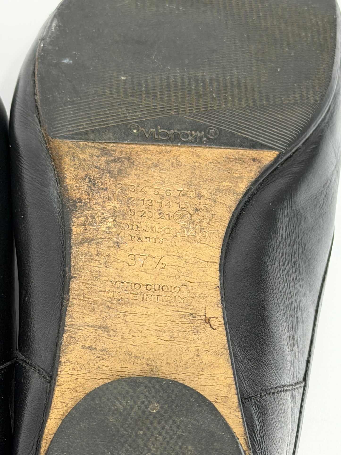 Maison Margiela Tabi Ballet Flats Black Leather Split-Toe EU 37. 5 EU/ 7.5 US