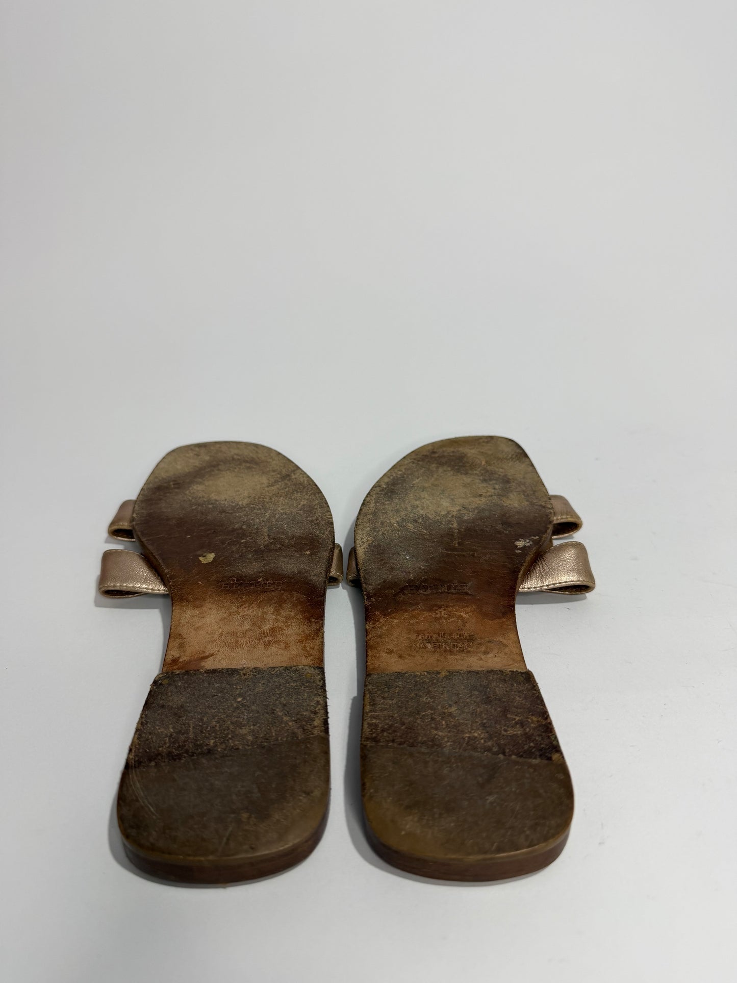 HERMES Metallic Box Calfskin Oran Sandals 38 EU/ 8 US / 5 UK