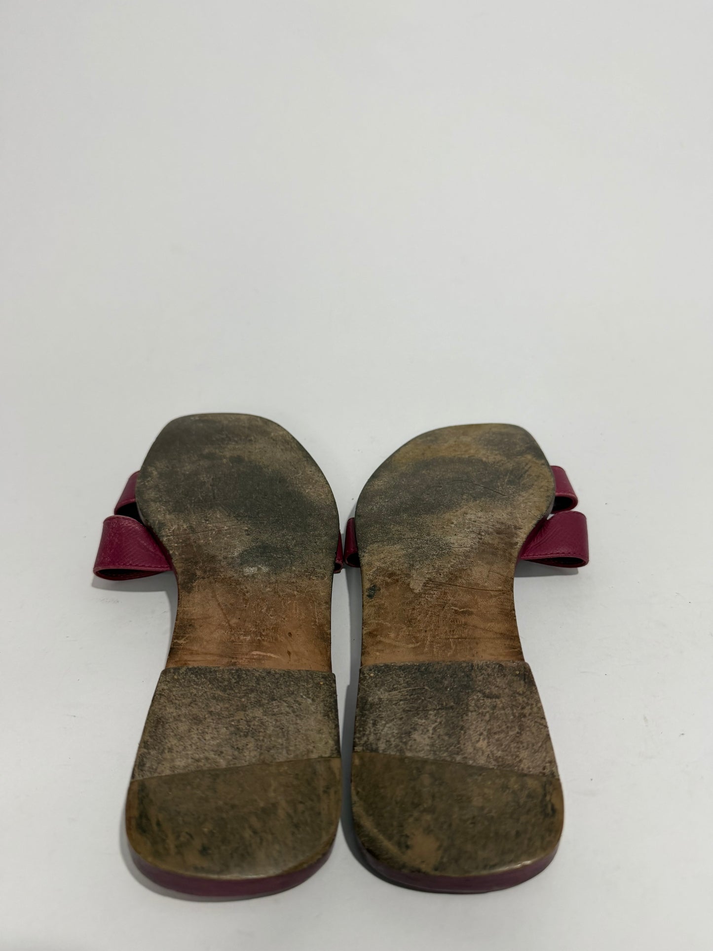 HERMES Pink Epsom Oran Sandals Size 41.5 EU/11.5US / 8.5UK