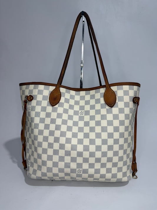 Louis Vuitton White Damier Azur Canvas Neverfull MM Tote Bag