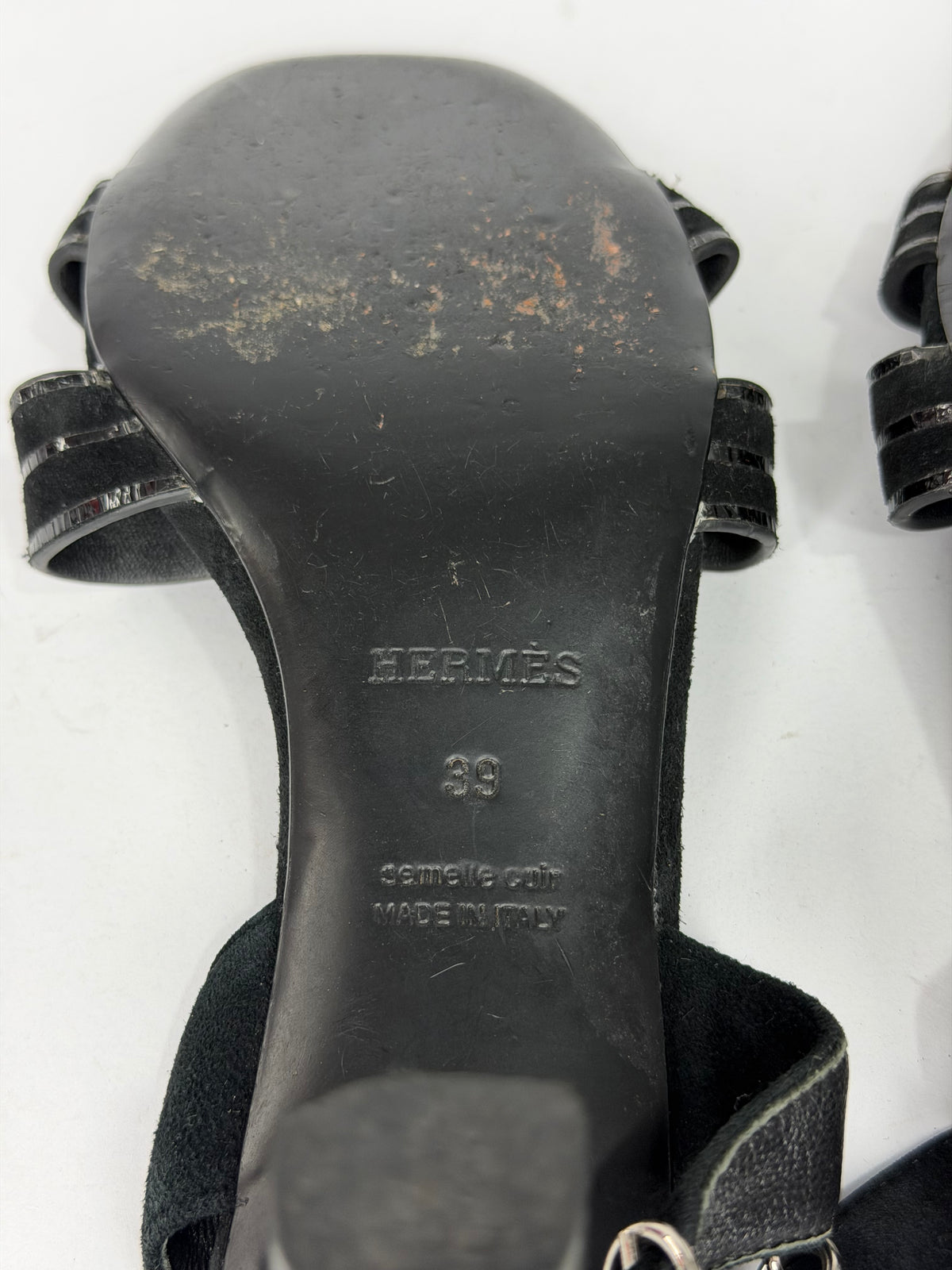 Hermes Heden 80 Black Suede sandal