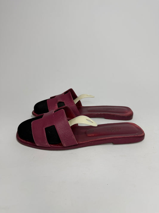 HERMES Pink Epsom Oran Sandals Size 41.5 EU/11.5US / 8.5UK