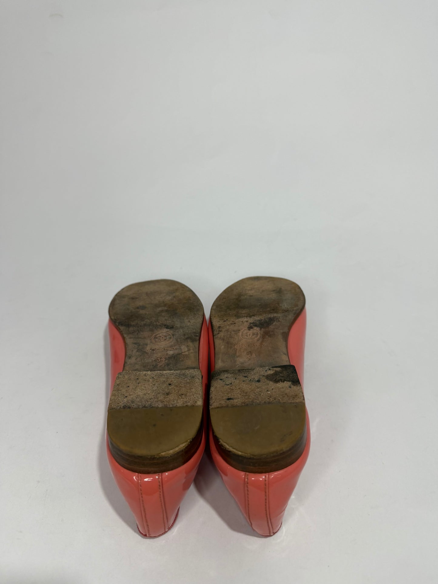 Chanel Pink Patent Leather CC Bow Ballet Flats Size 34 EU/ 4 US/ 1 UK