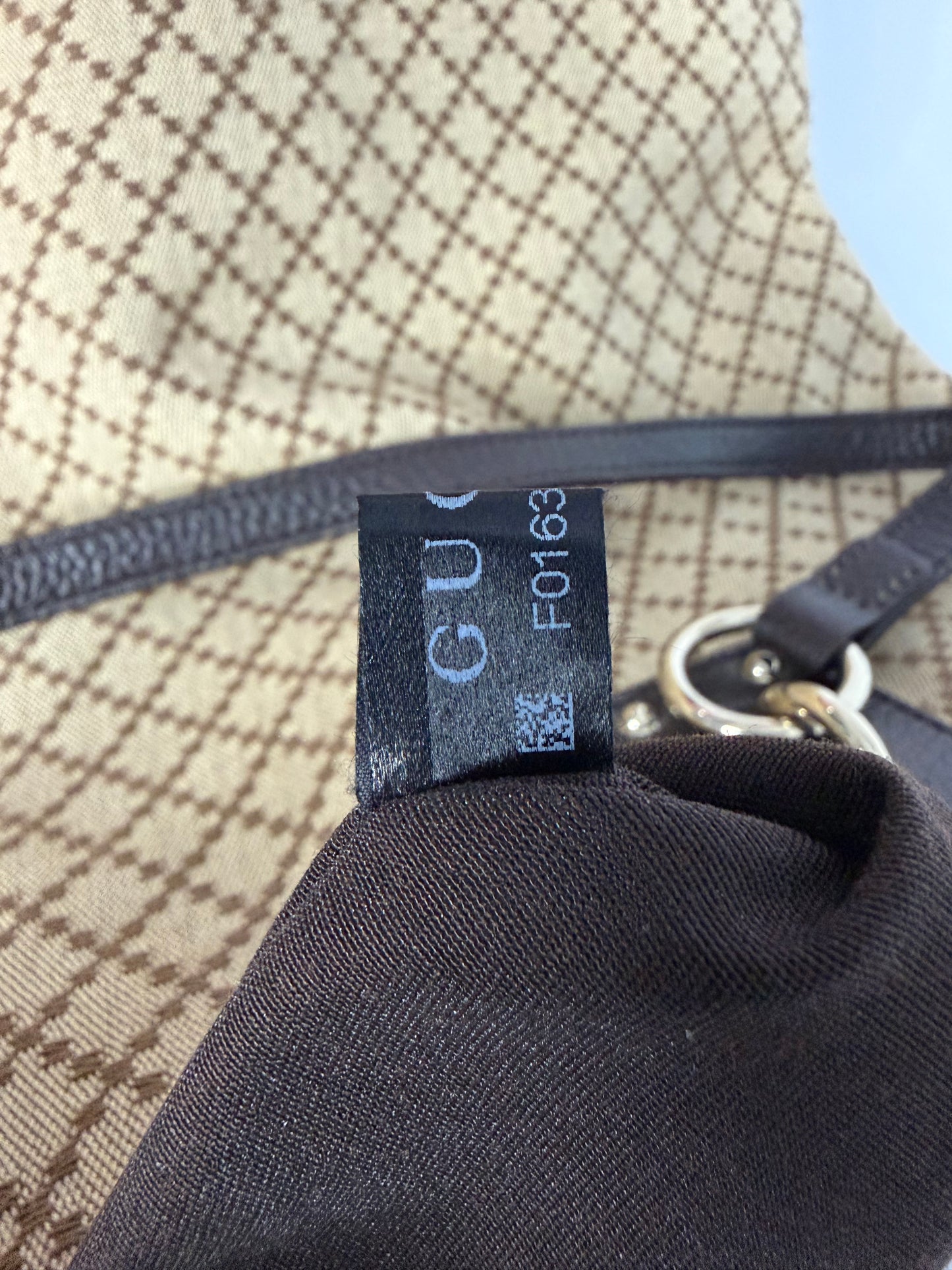 GUCCI
Beige/Ebony GG Canvas Large Charm Tote Bag