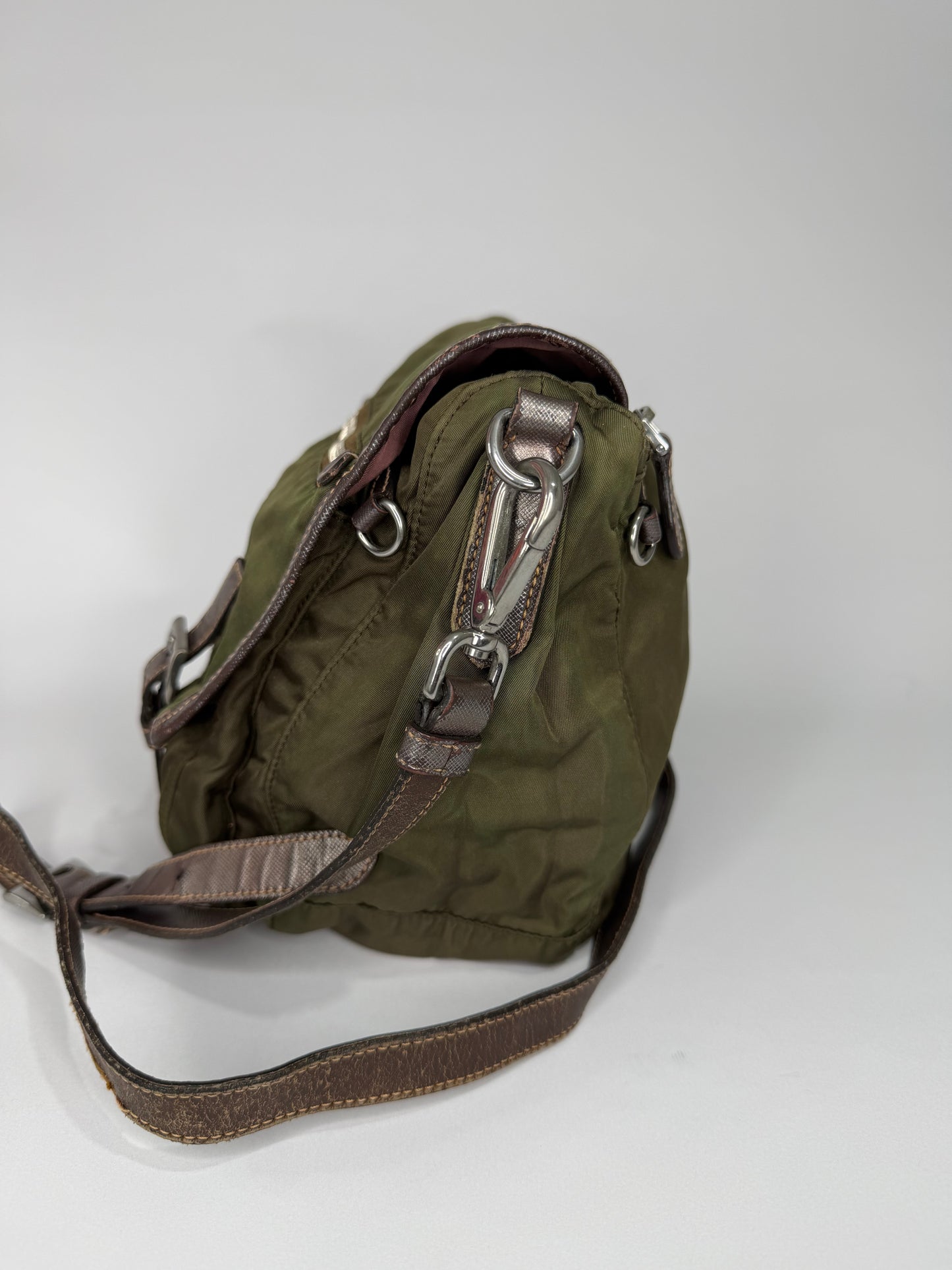 PRADA
Beige Nylon And Leather Medium Messenger Bag