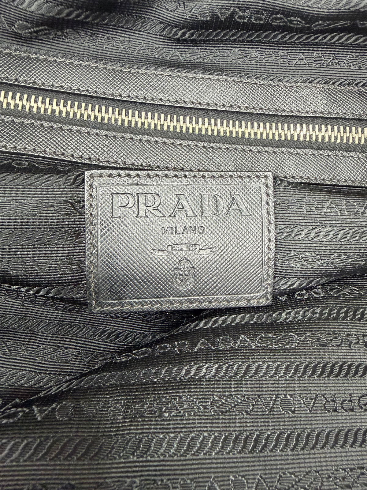 Prada Black Tessuto Nylon Leather Trim Briefcase Tote Bag