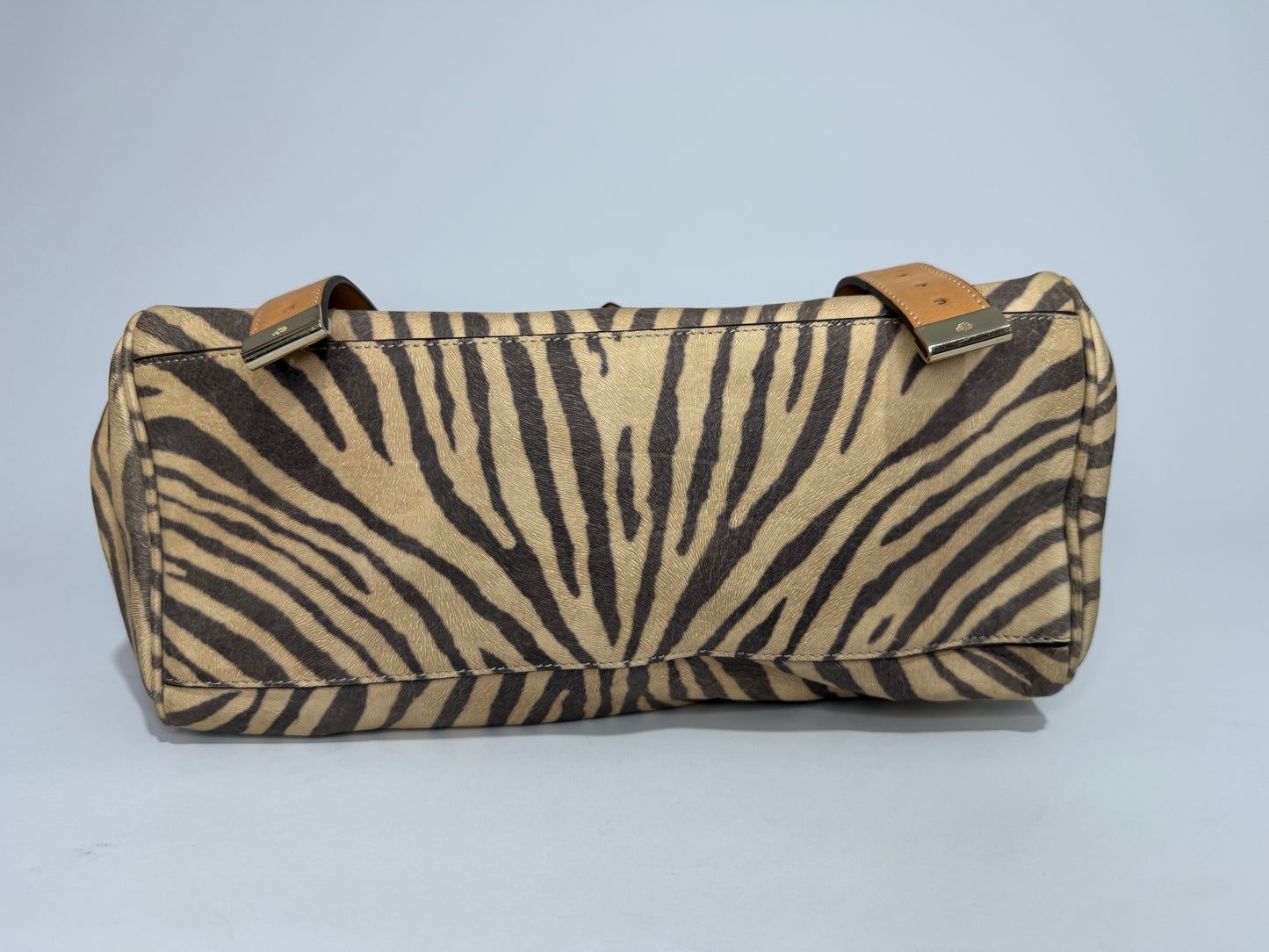 Mulberry Beige Zebra Printed Leather Travel Day Satchel