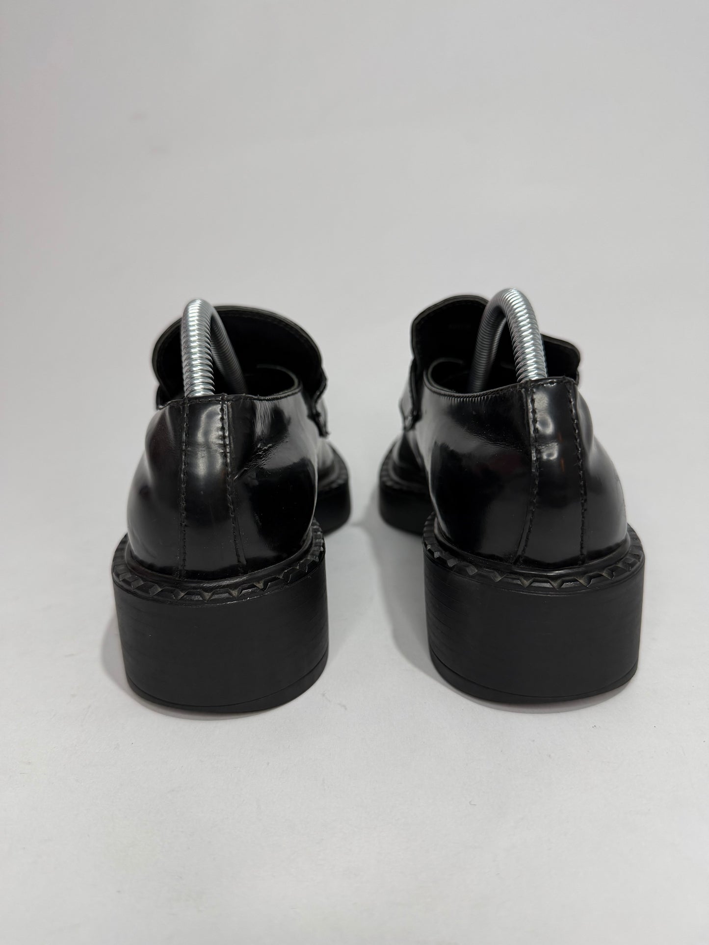 PRADA Vernice Metal Triangle Logo 50mm Loafers Size 36 EU/6 US/ 3UK
