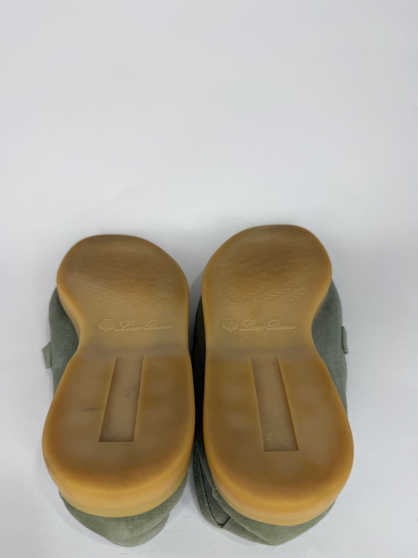 Loro Piana mint green Suede Summer Charms Walk Loafers Size 39 EU/ 9 US