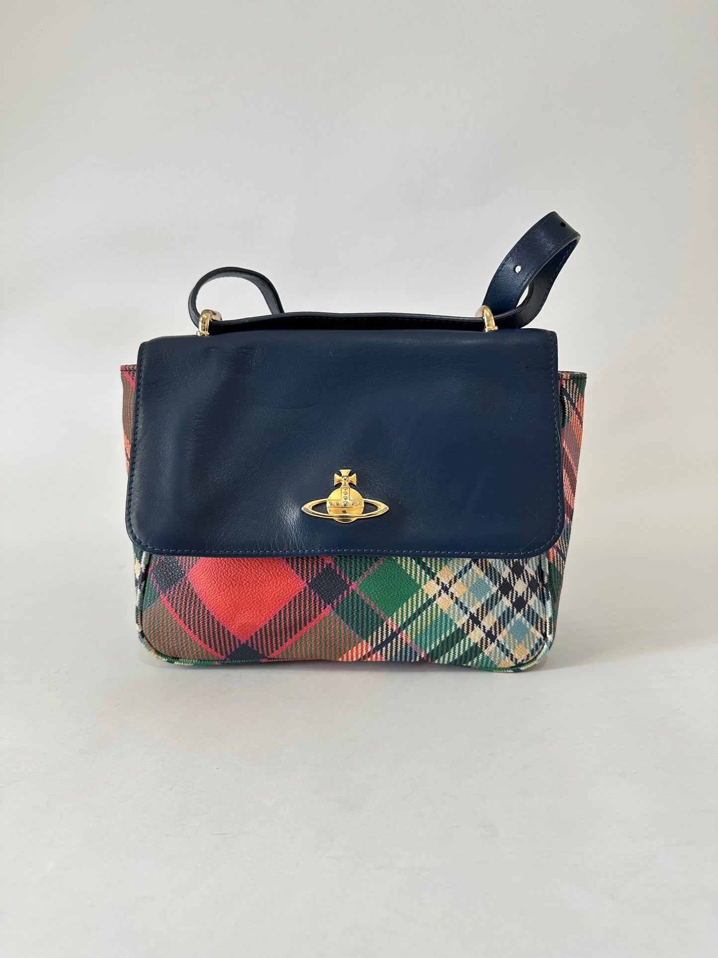 Vivienne Westwood leather Plaid Canvas Crossbody Bag