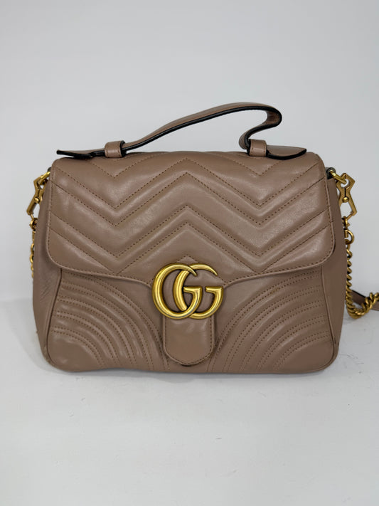 Gucci
GG Marmont Top Handle Flap Bag Matelasse Leather Medium satchel
