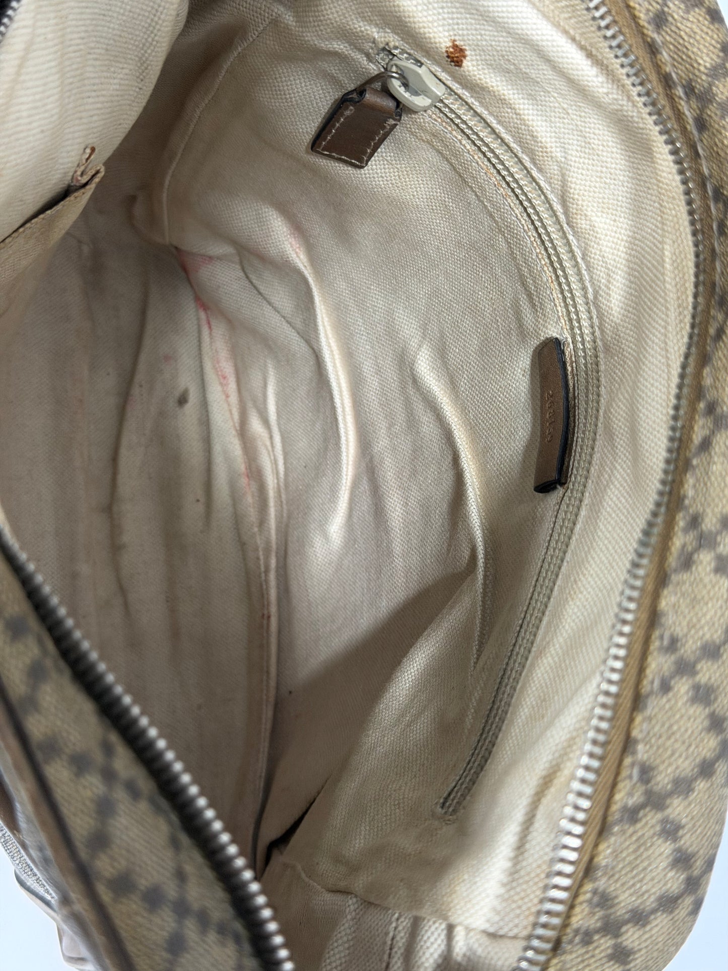Vintage Gucci Diamante Canvas & Brown Leather Crossbody Messenger Bag