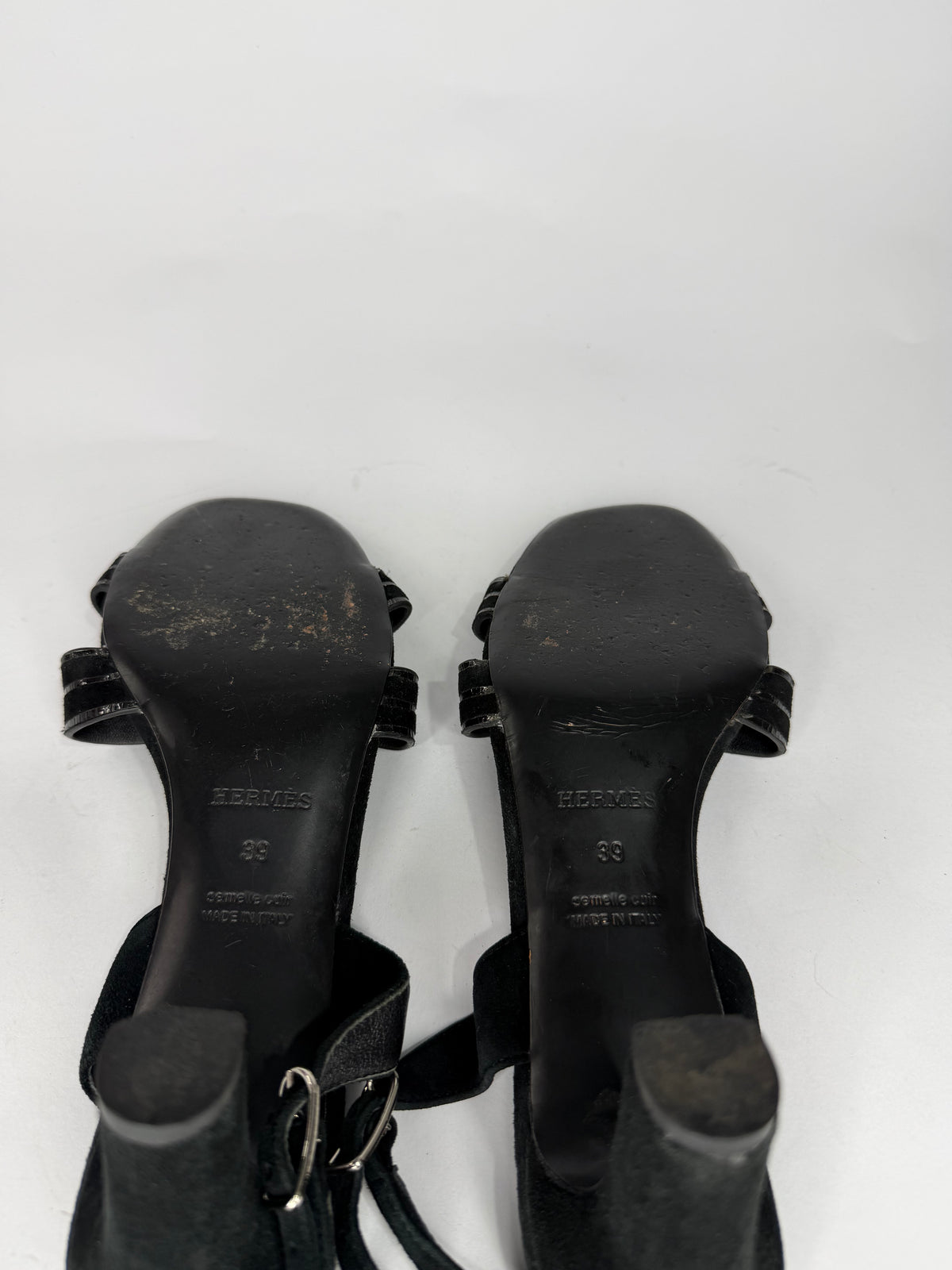Hermes Heden 80 Black Suede sandal