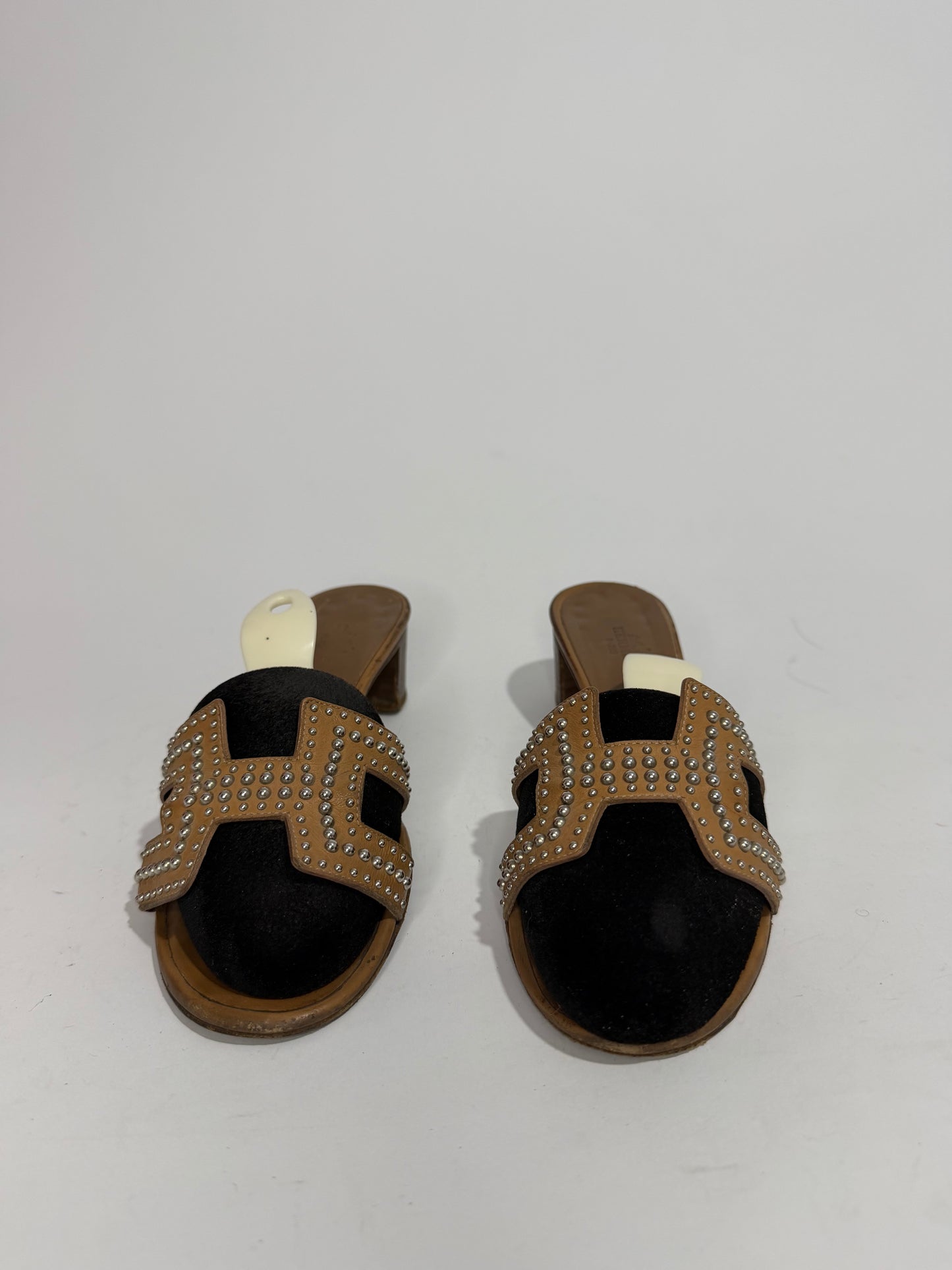 Hermes Brown Leather Oasis Slide Sandals Size 37 EU/ 7 US / 4 UK