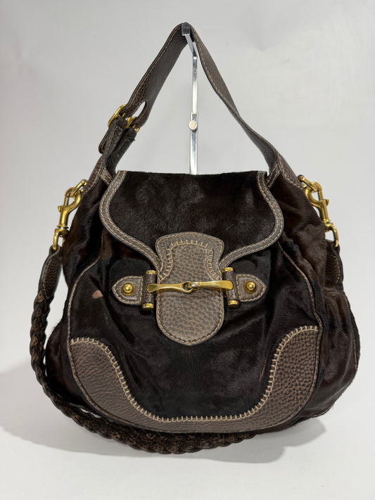 GUCCI
Dark Brown Porny hair Pelham Large Shoulder Bag