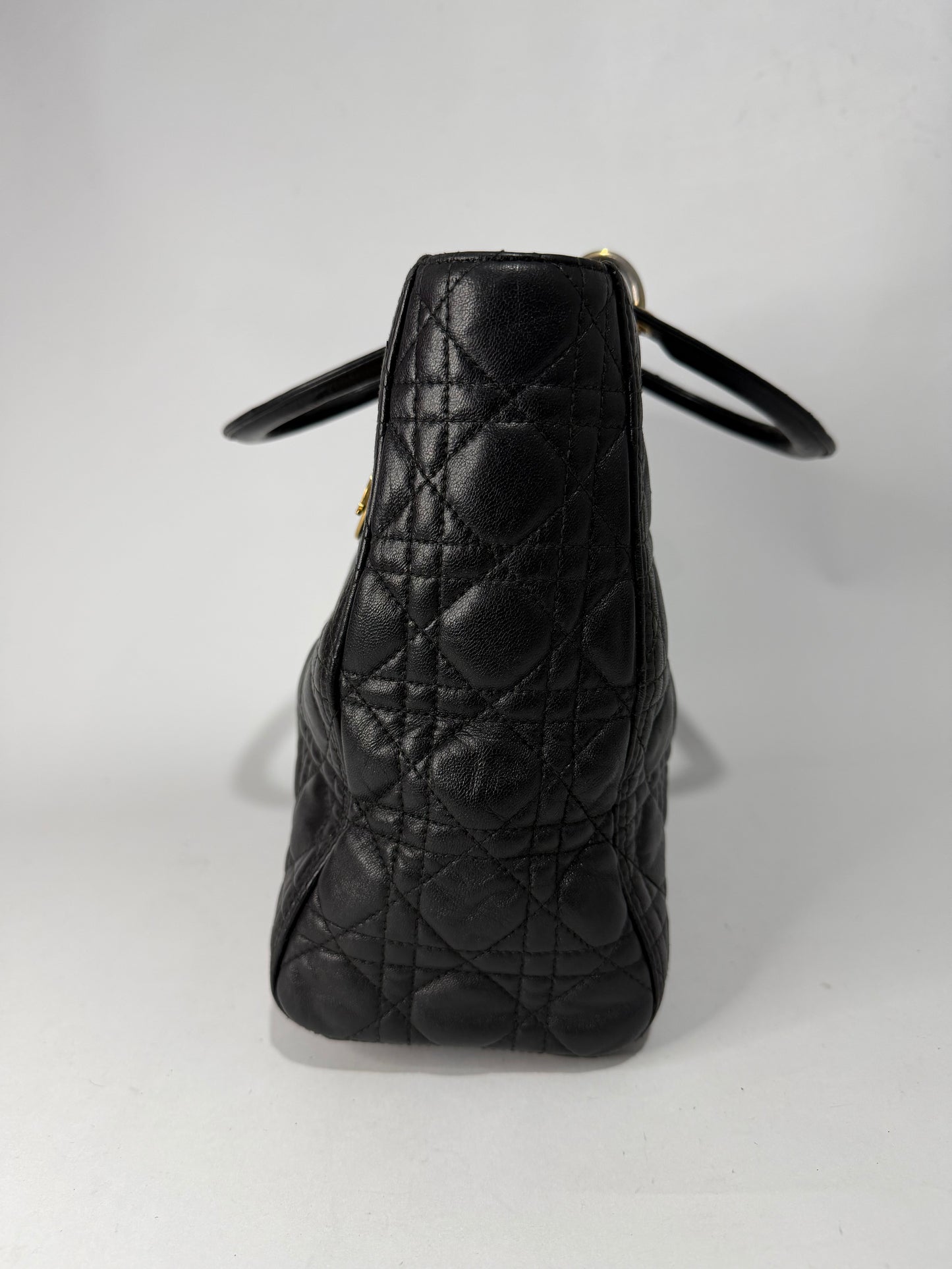 Dior Black Large Lambskin Cannage Lady Dior