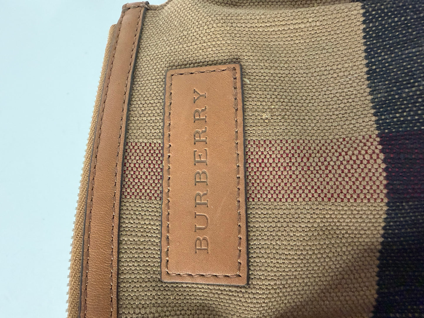 BURBERRY Canvas Mega Check Mini Ashby Tassel Crossbody Brown