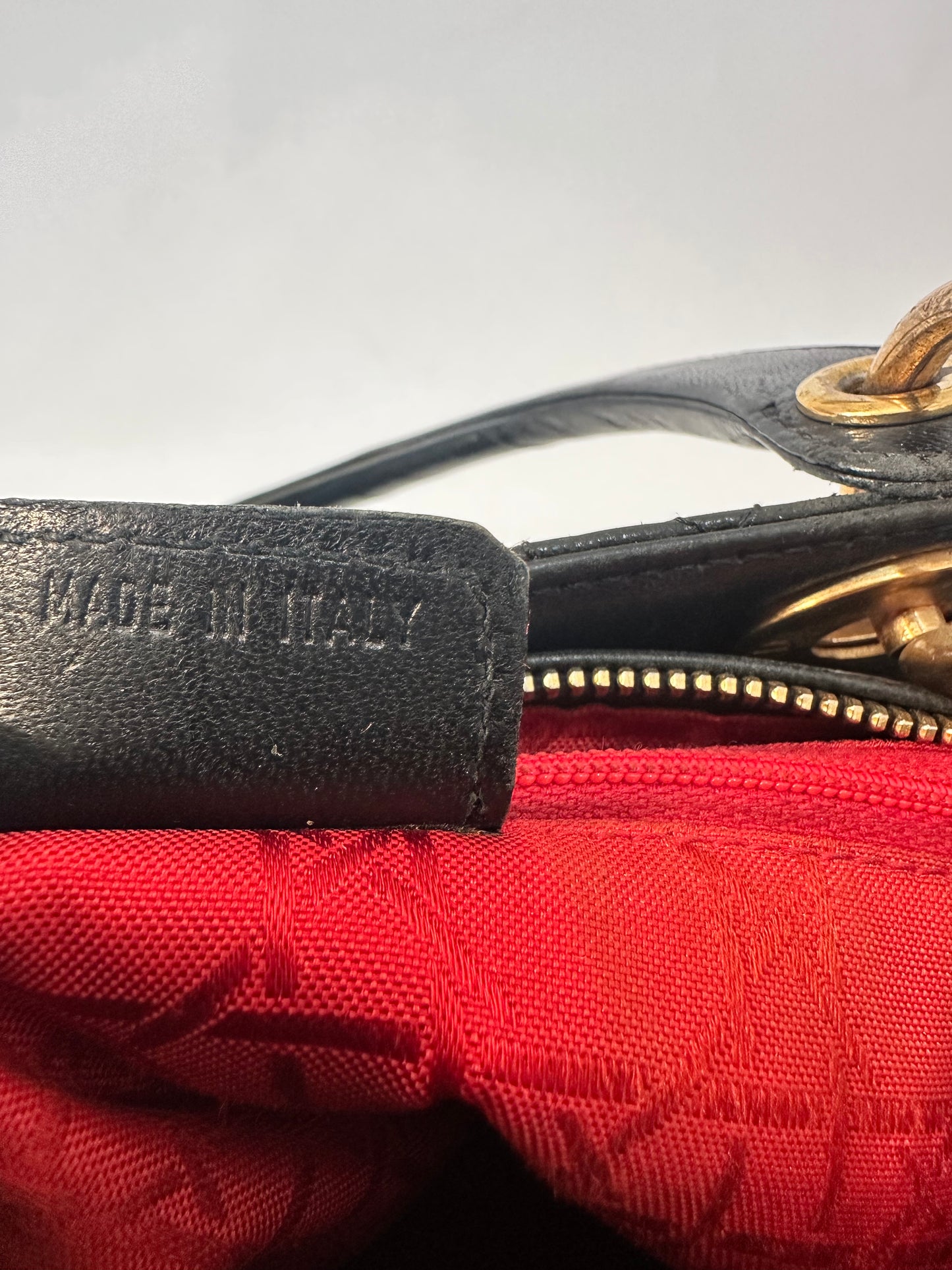 VintageDior Black Cannage Leather Medium Lady Dior Tote