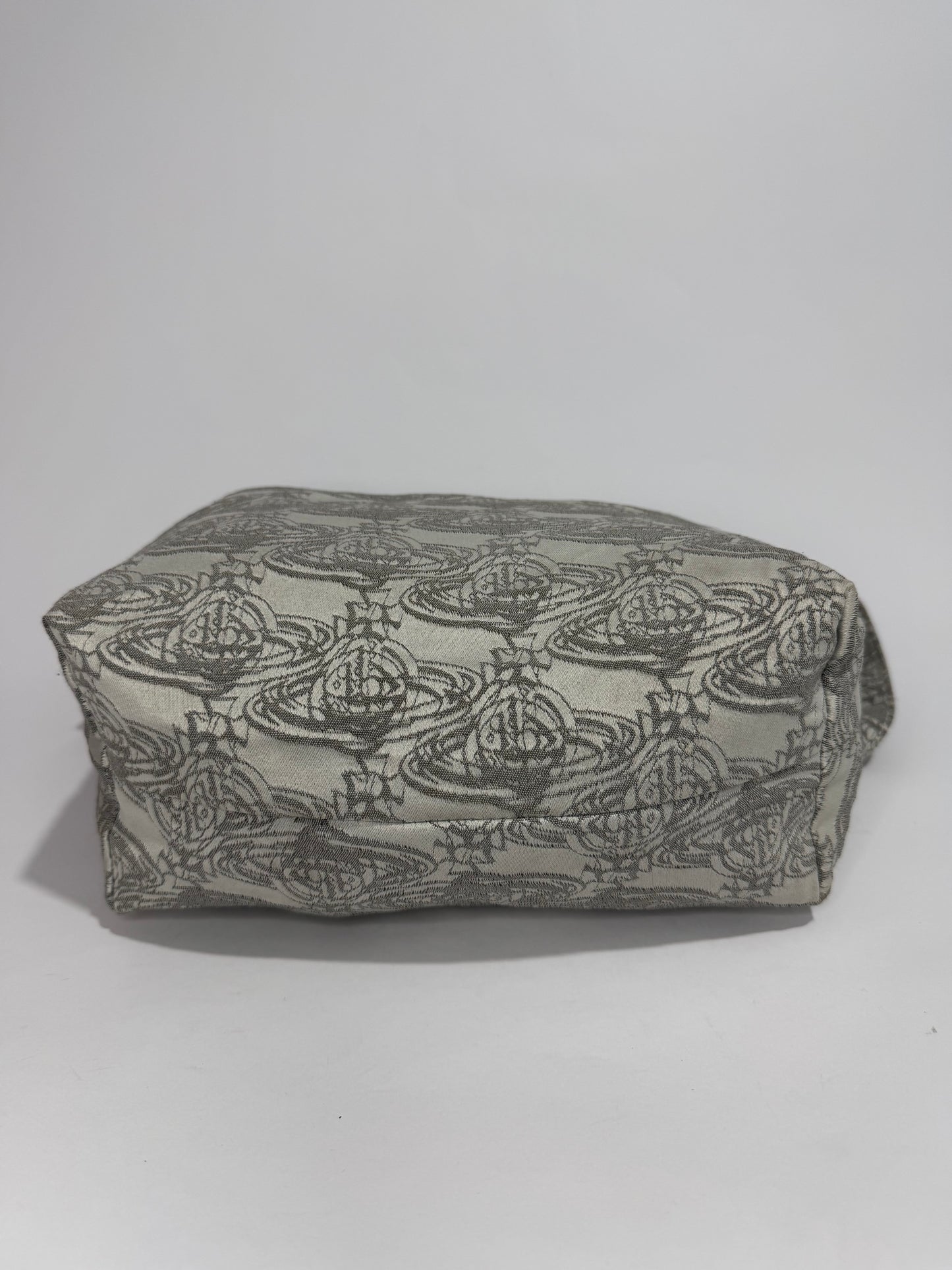 Vivienne Westwood Orb Monogram Jacquard Canvas Shoulder Bag – Grey/Cream