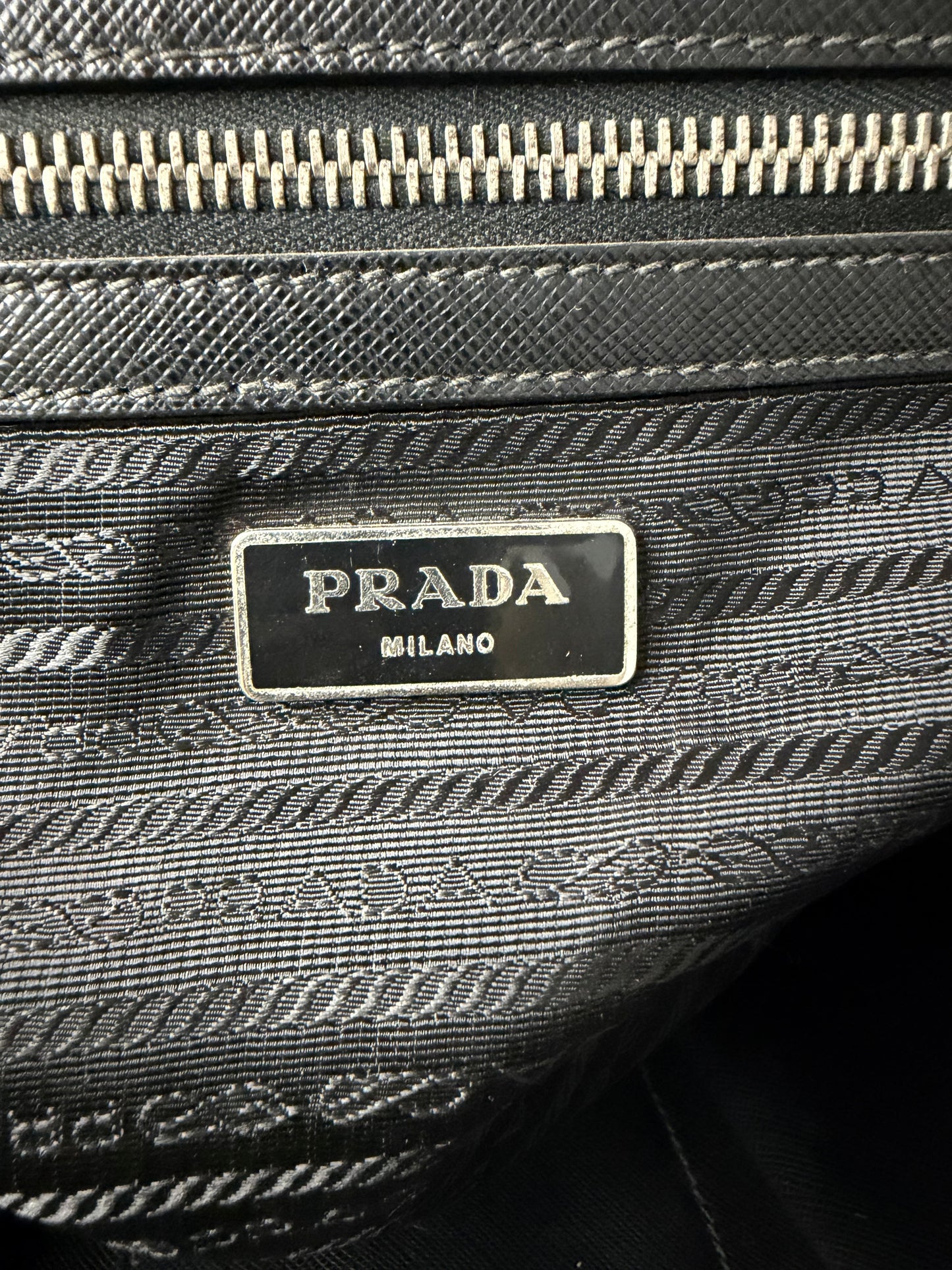 PRADA Leather Travel Briefcase Black