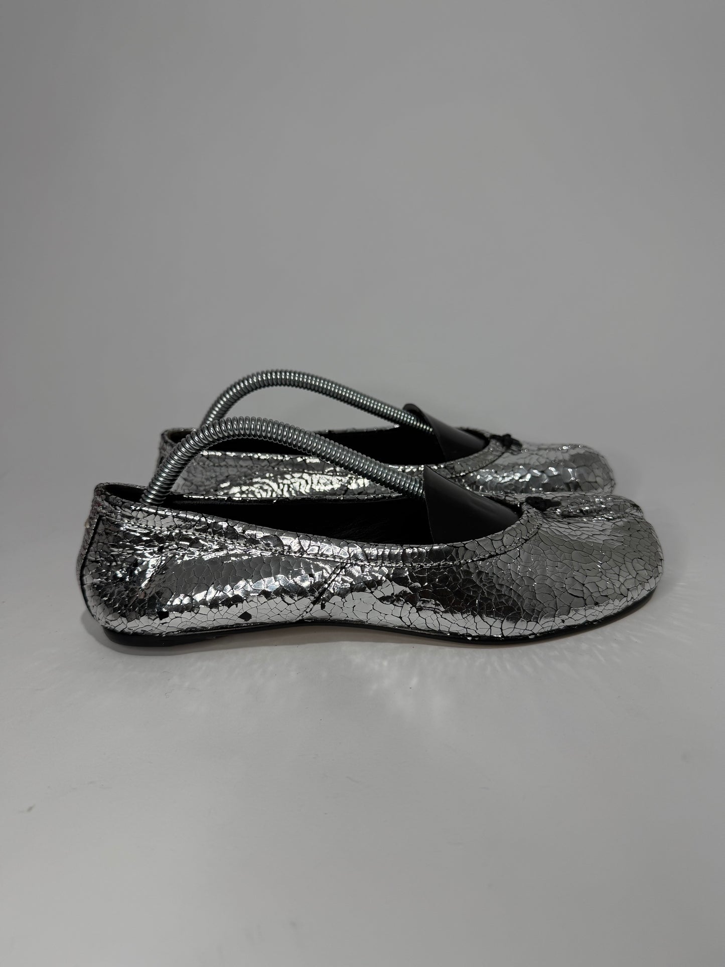 Maison Margiela Silver Tabi Mirror Ballerina Flats Size 36 EU/ 6 US