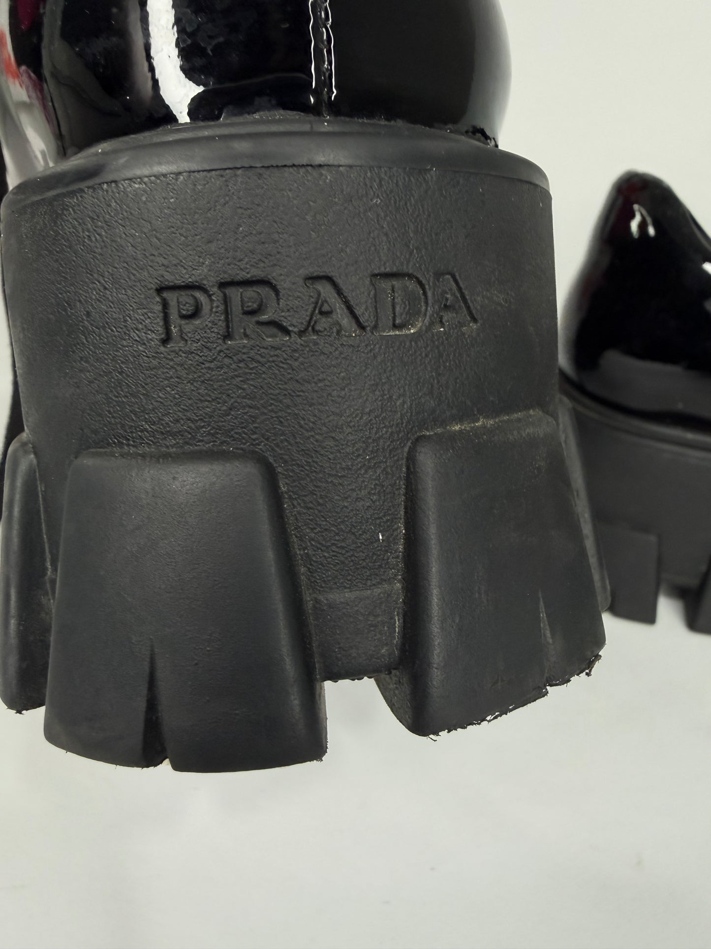 Prada Black Patent Leather Monolith Platform Derby Sneakers Size 36 EU/ 6 US / 3 UK
