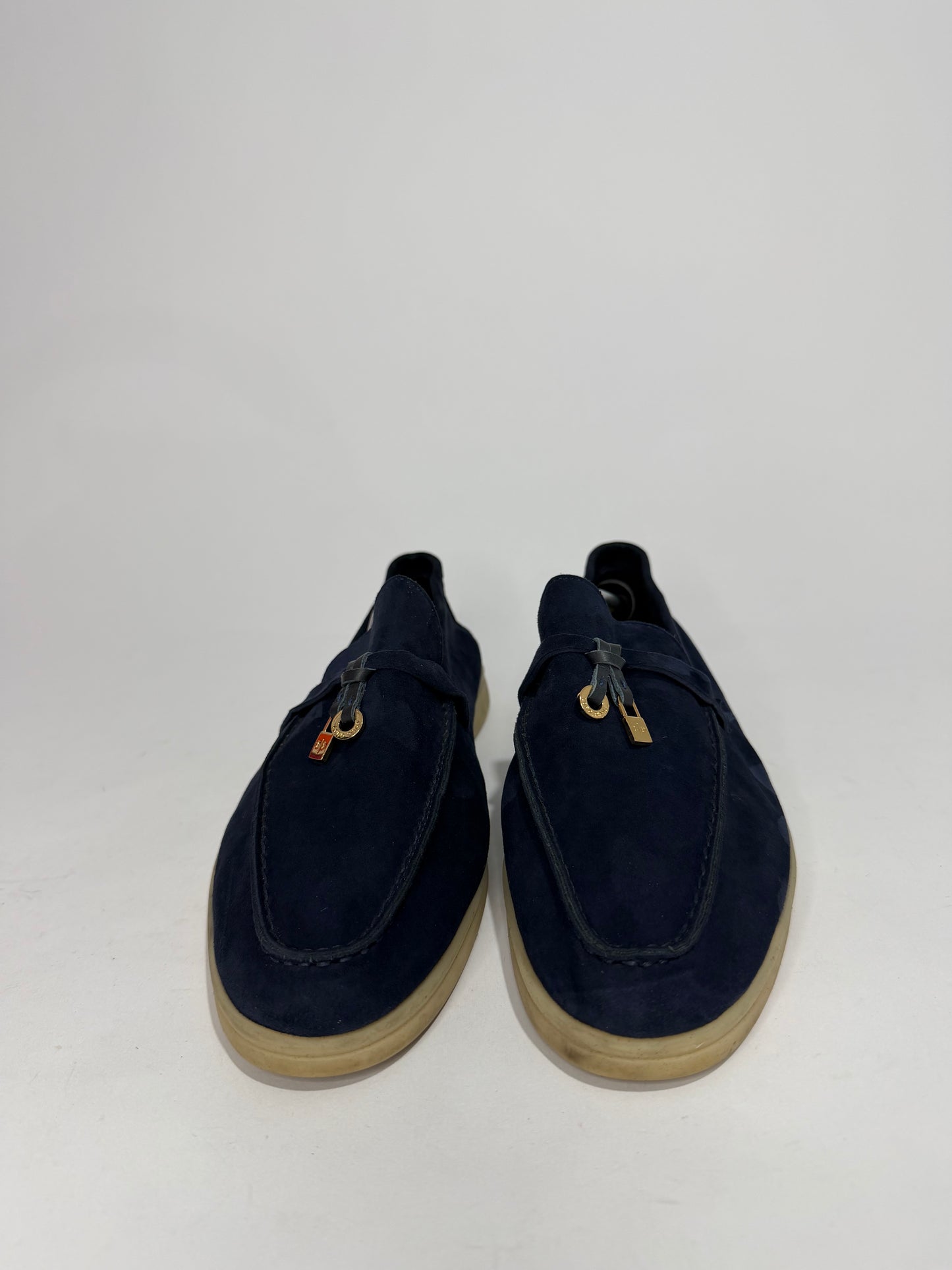 Loro Piana Navy Blue Suede Summer Charms Walk Loafers Size 40 EU/ 10 US