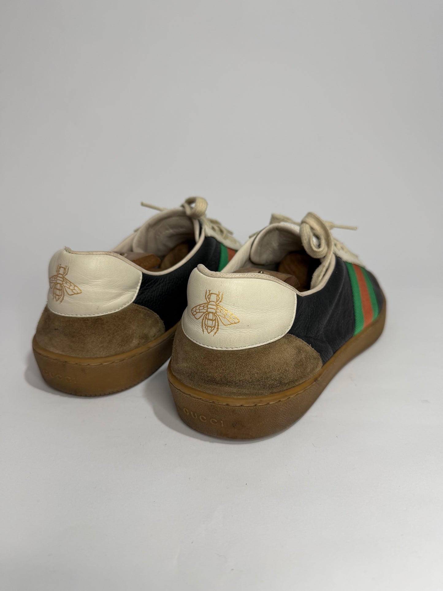 Gucci Multicolor Leather And Suede Ace Bee Web Low Top Sneakers Size 14 EU/ 48 EU/ 15 US
