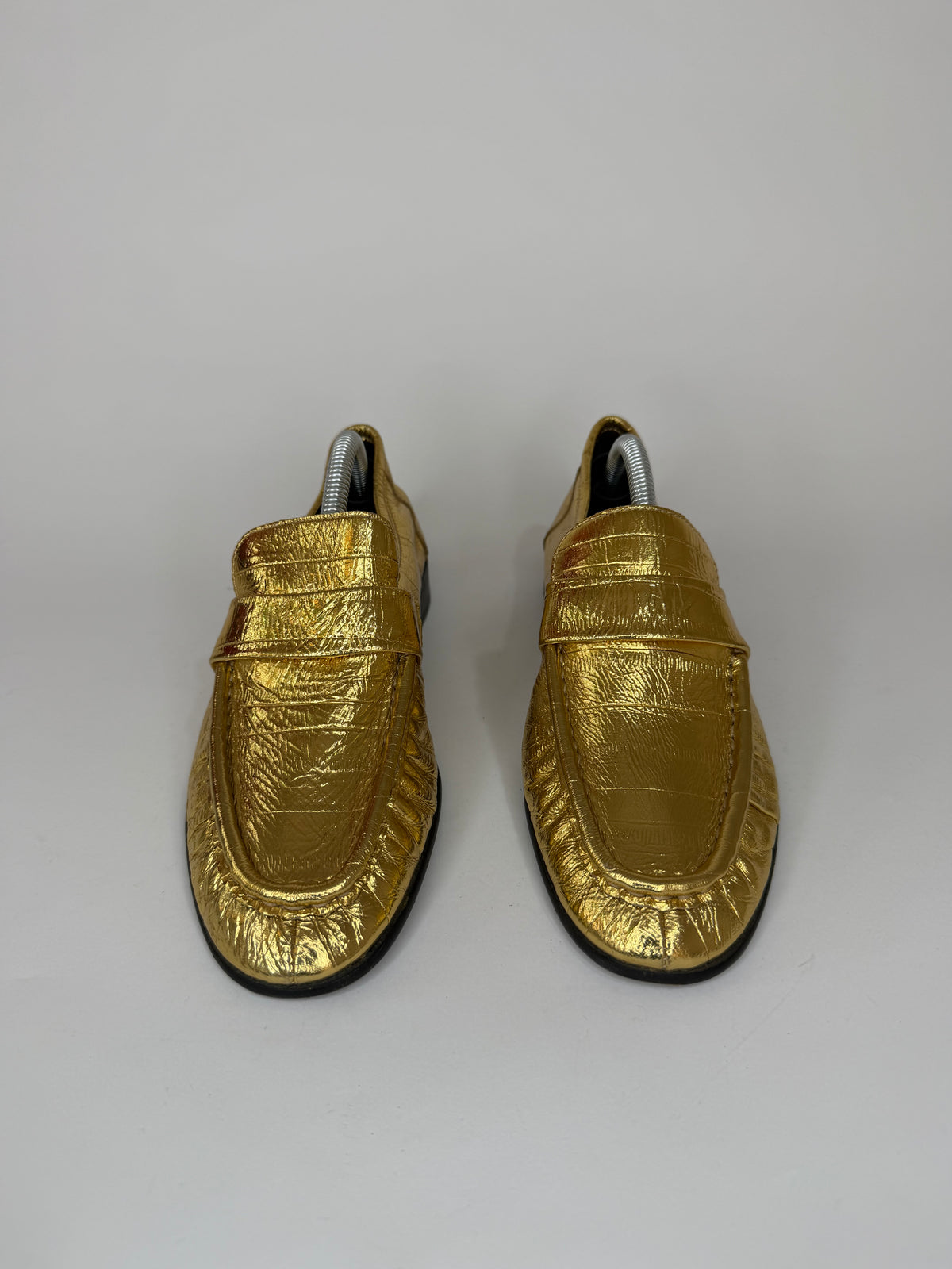 The Row Gold
Eel Skin Loafers 
Women's Size 36 EU/6 US / 3 UK