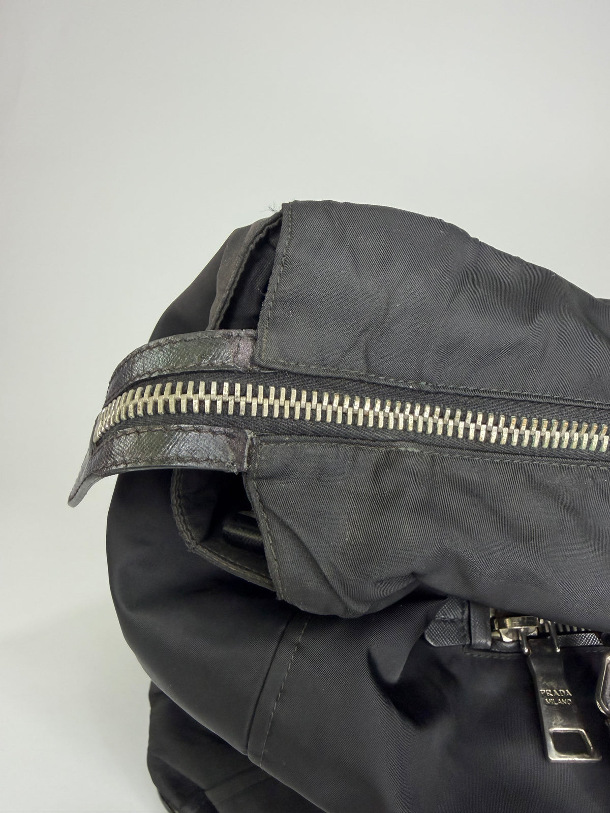Prada Black Tessuto Nylon Leather Trim Briefcase Tote Bag
