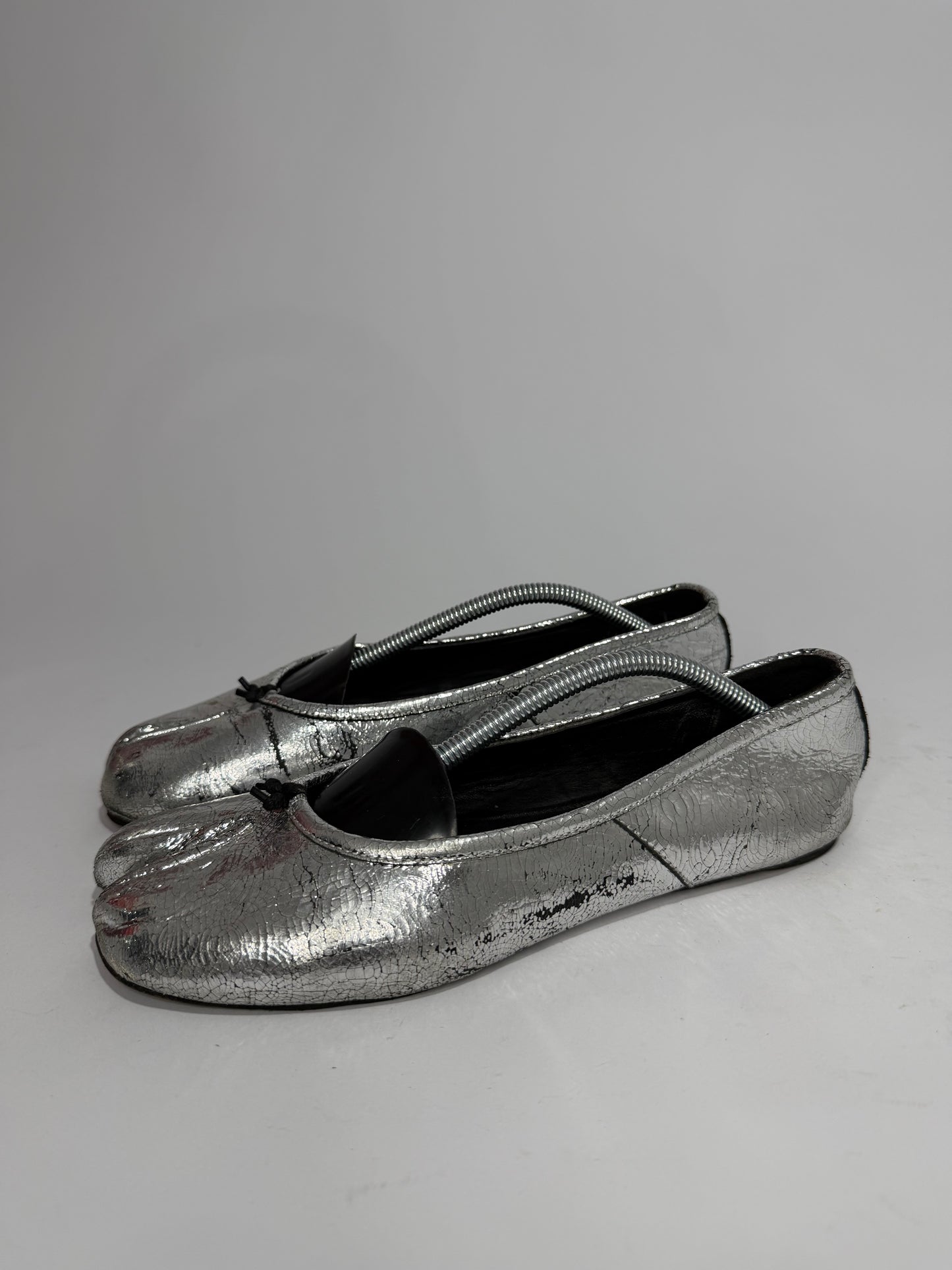 Maison Margiela Silver Tabi Mirror Ballerina Flats Size 38 EU/ 8US