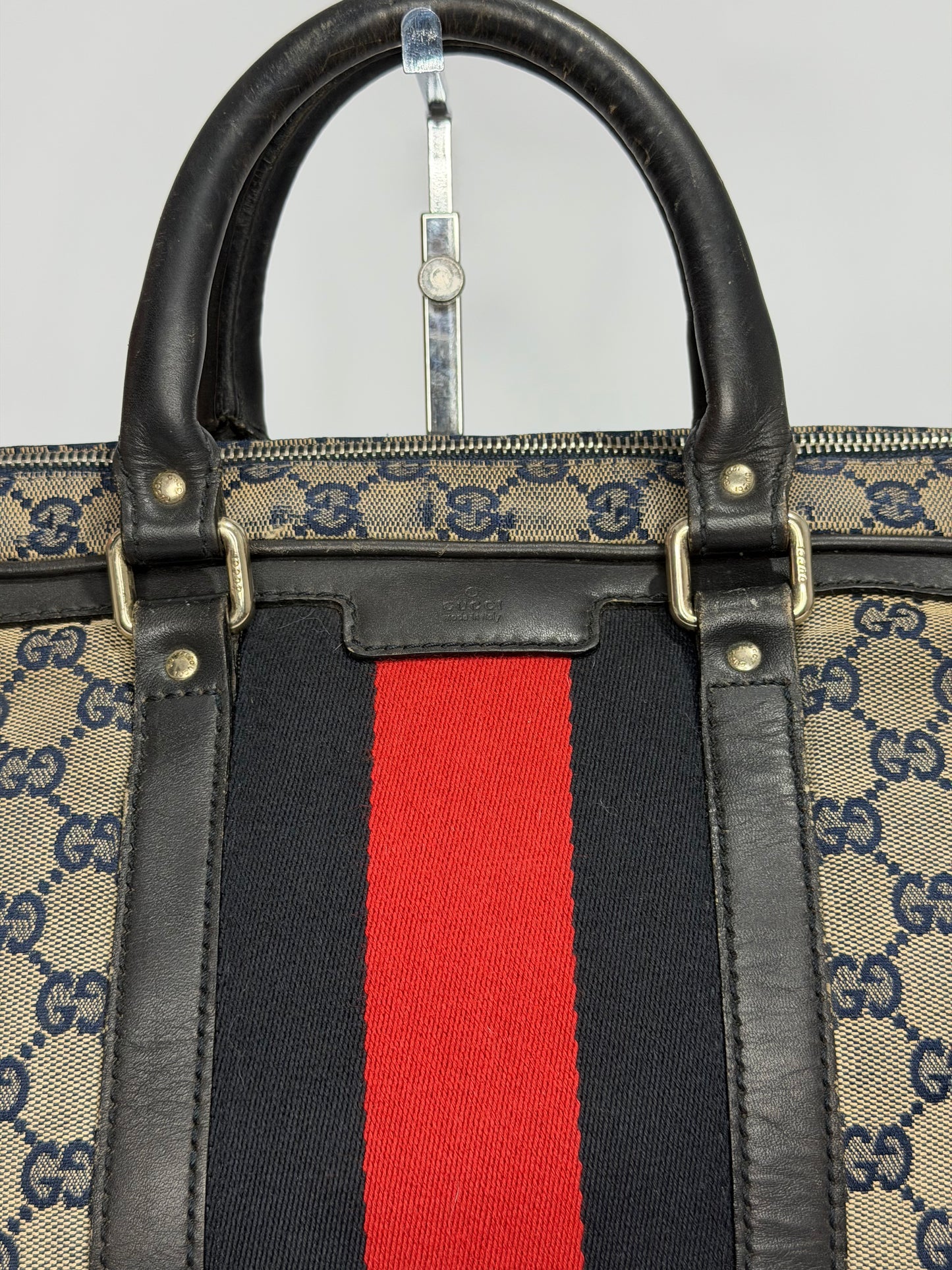 Gucci Beige/Navy GG Monogram Web Canvas and Leather Briefcase