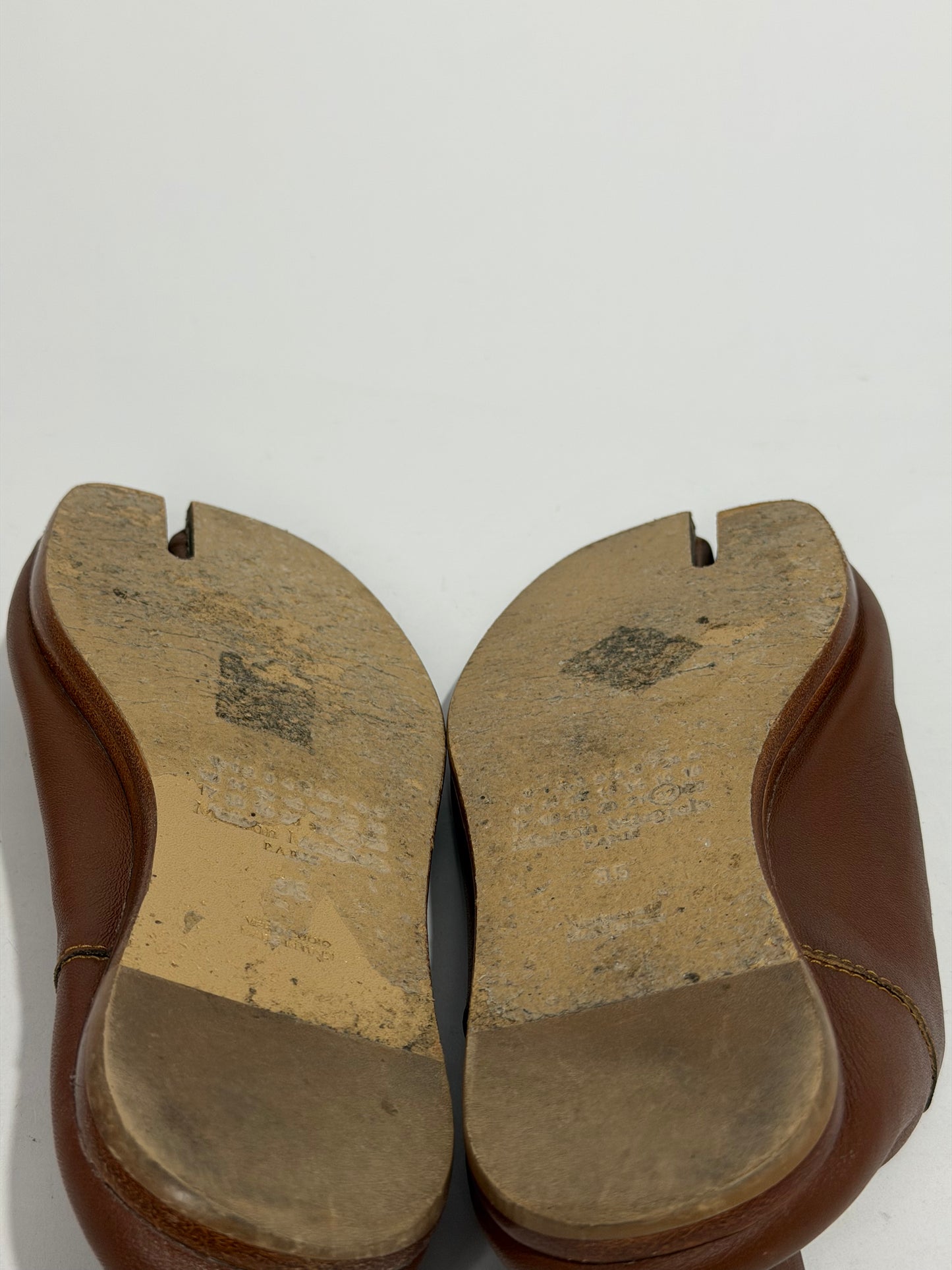 Maison Margiela Brown Leather Tabi babouche shoes