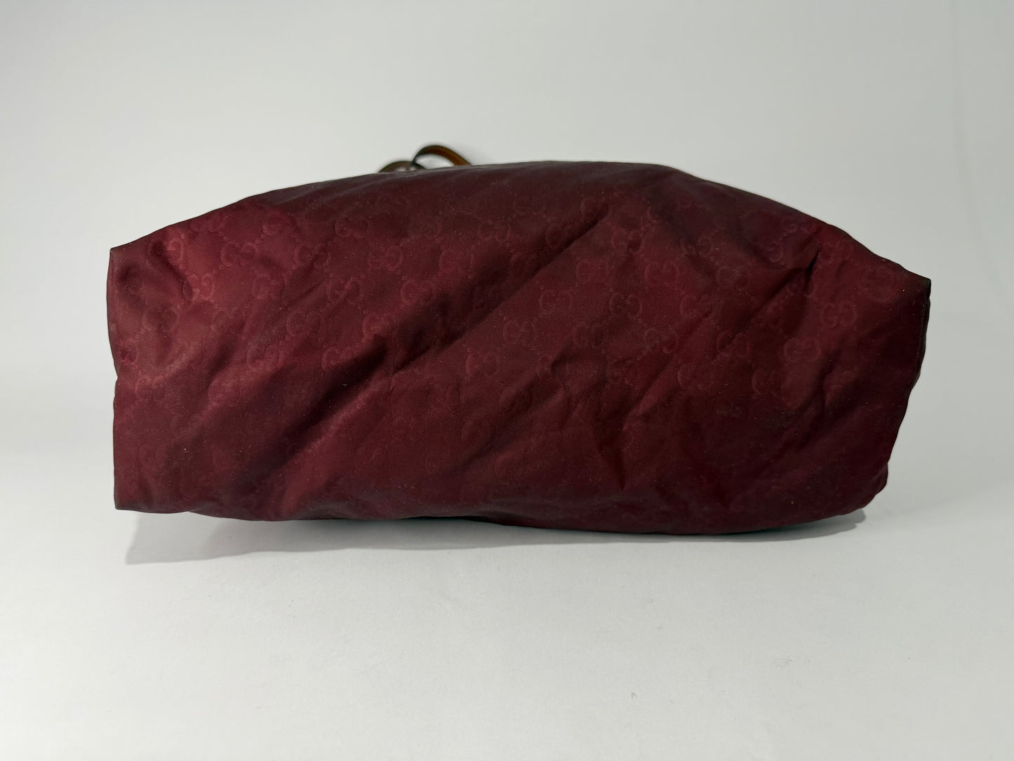 Gucci Burgundy GG Nylon Tote Bag with Leather Handles