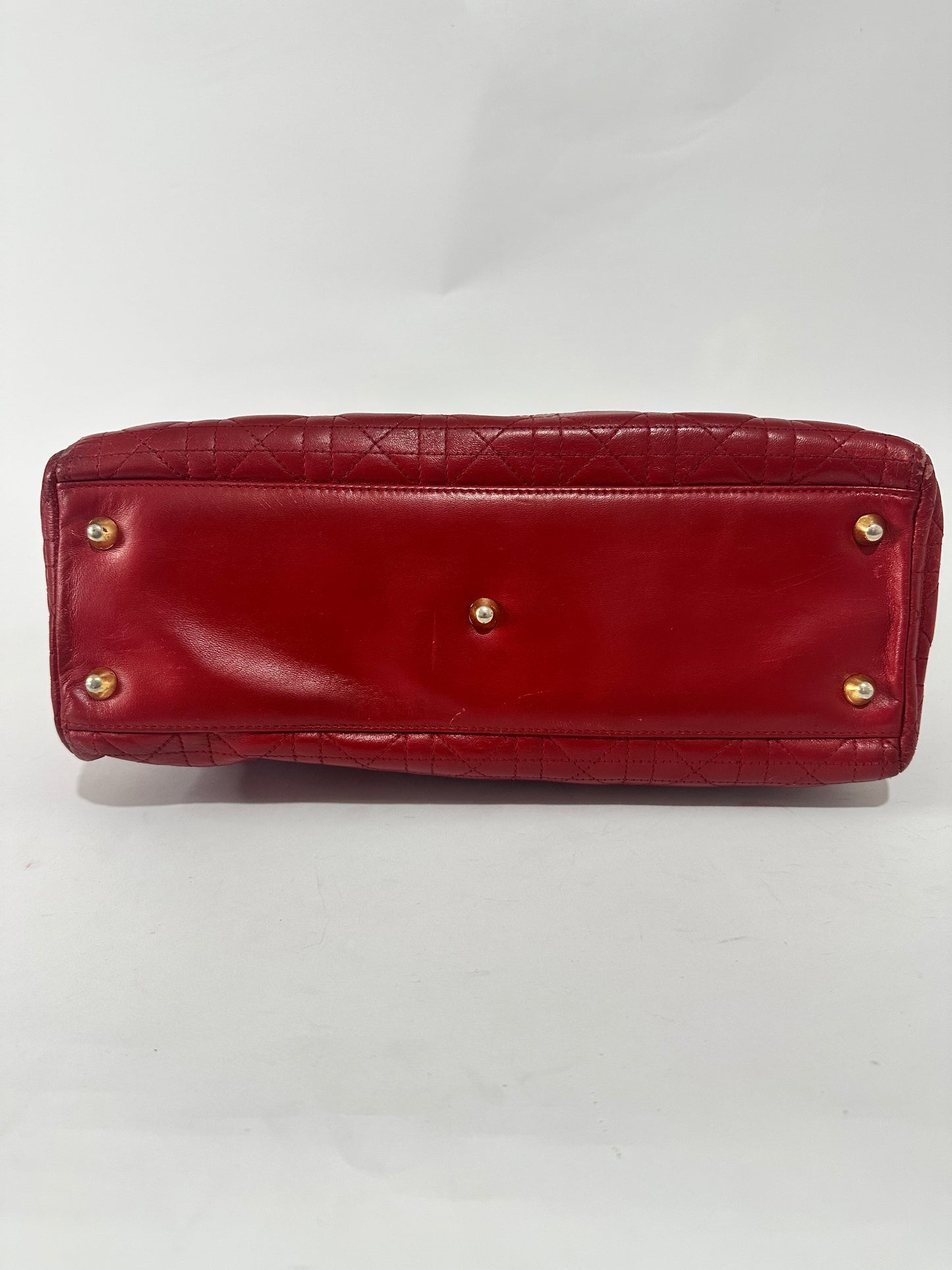 Dior Red Patent Leather Large Lady Dior Tote Bag