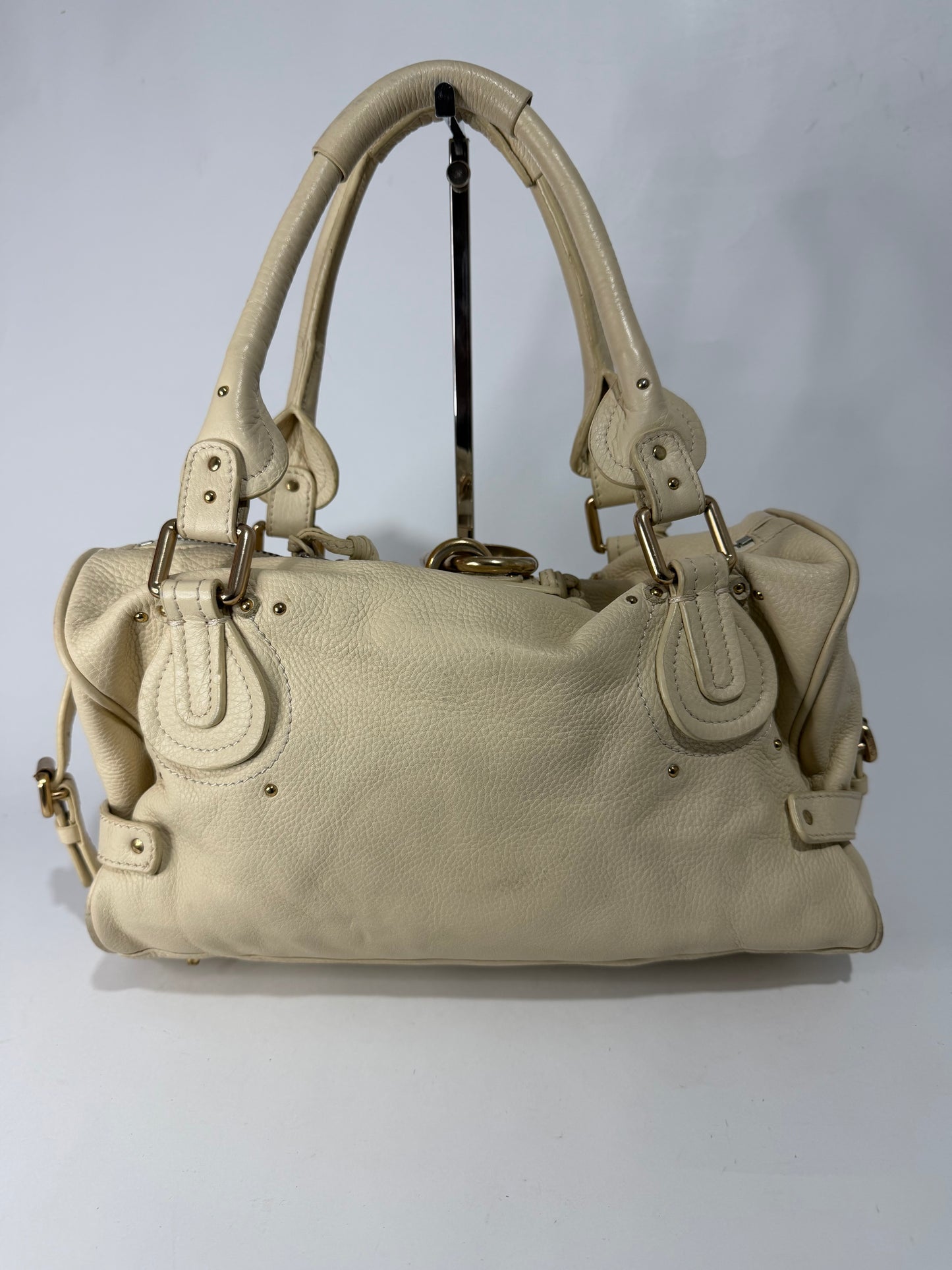 CHLOE Off White Leather Medium Paddington Satchel Bag