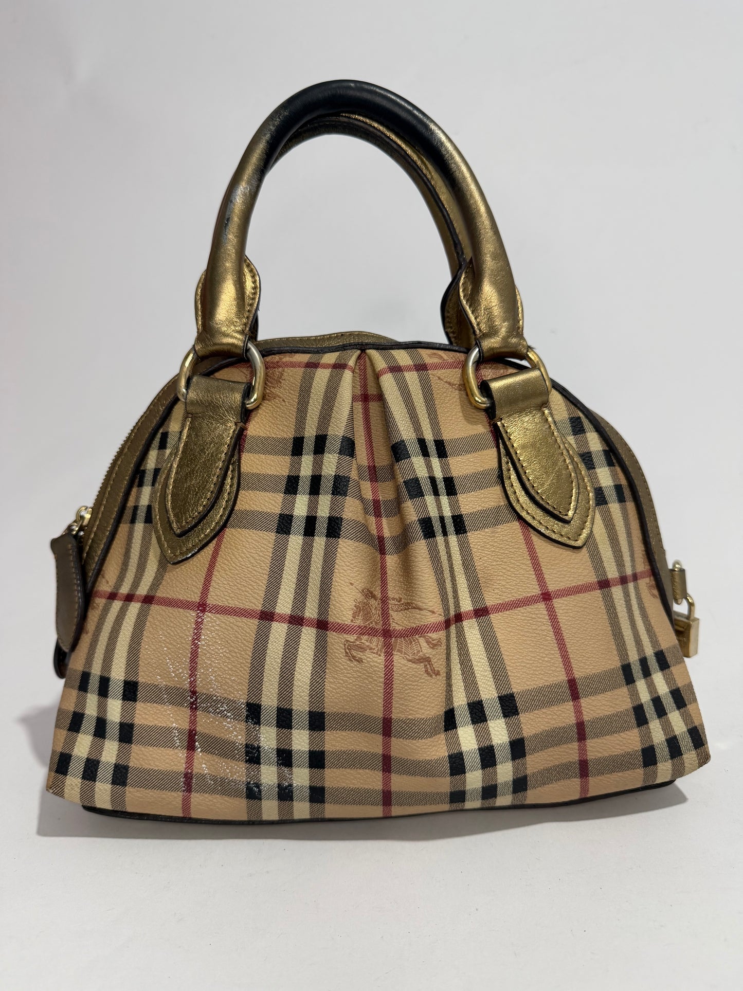 Burberry Haymarket Check Coated Canvas Small Thornley Bowling Bag