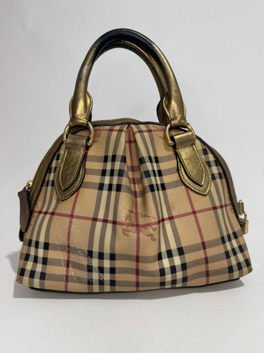 Burberry Haymarket Check Coated Canvas Small Thornley Bowling Bag
