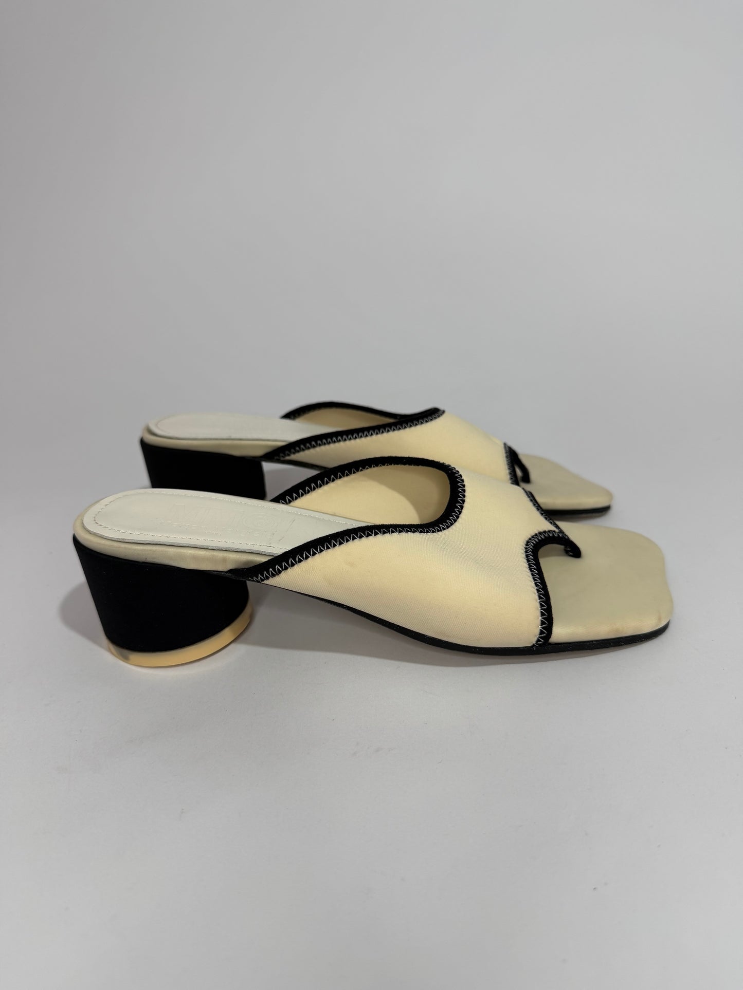 MM6 Maison Margiela cream Scuba Lyrca Heeled Sandals