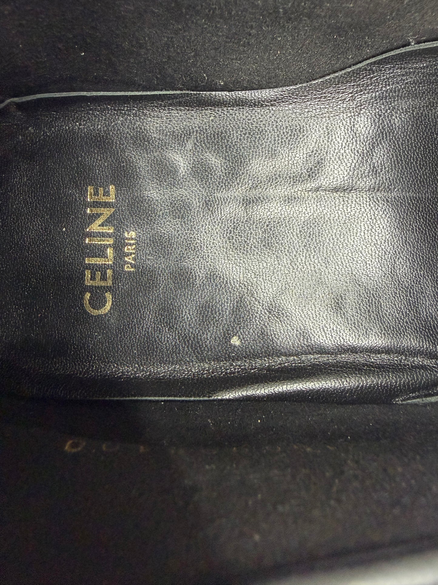 Celine Triomphe Black Patent Leather Loafers Size 39 EU/ 9 US / 6 UK