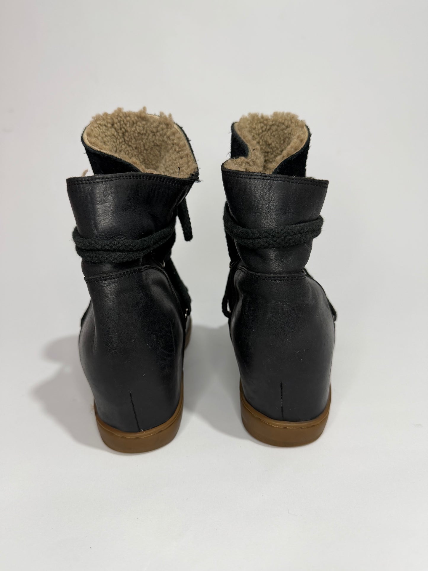 Isabel Marant Black Suede and Leather Nowels Wedge Sneakers Size 40 EU/ 10 US/ 7 UK