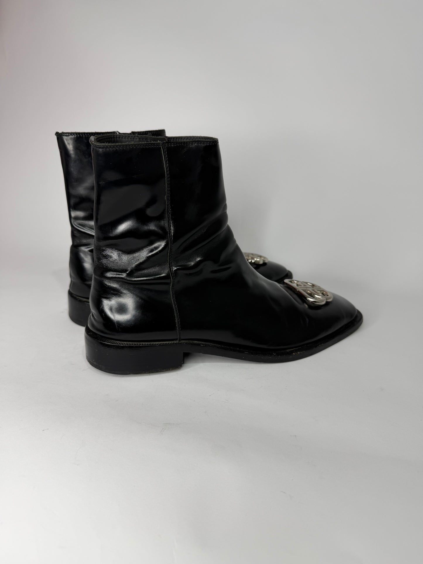 Balenciaga Black Rim BB Zipped Boots Size 42 EU