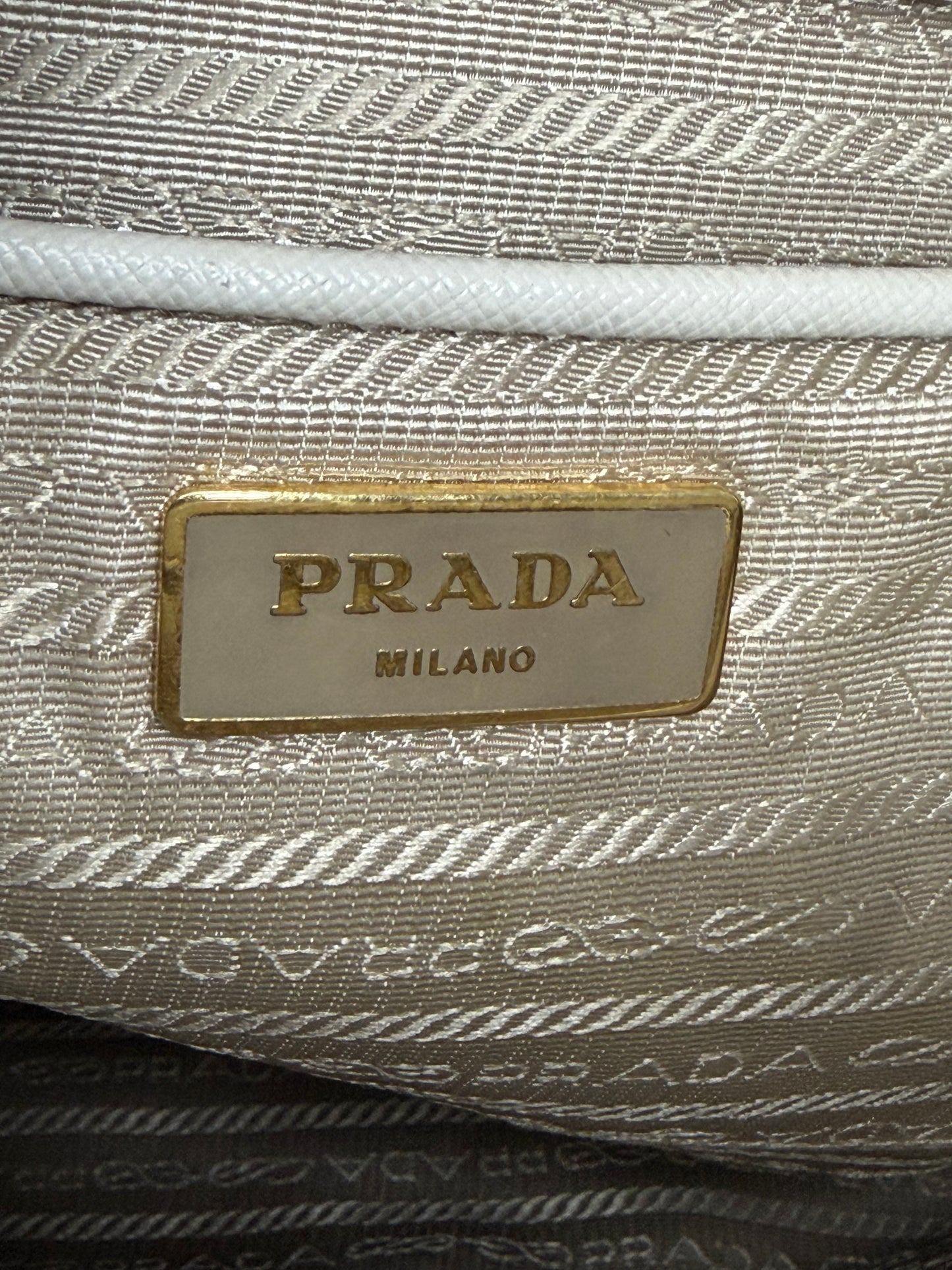 PRADA Grey Saffiano Lux Leather Large Double Zip Tote