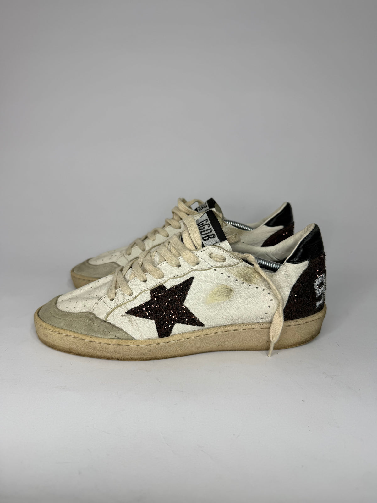 Golden Goose White Leather Ballstar Lace Up Sneakers Size 38 EU/ 8 US