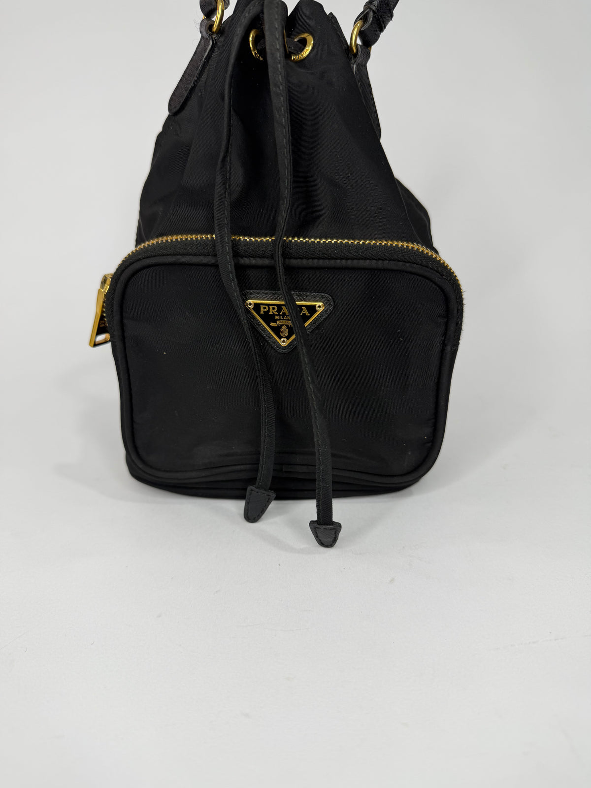 Prada Black Nylon Duet Bucket Shoulder Bag