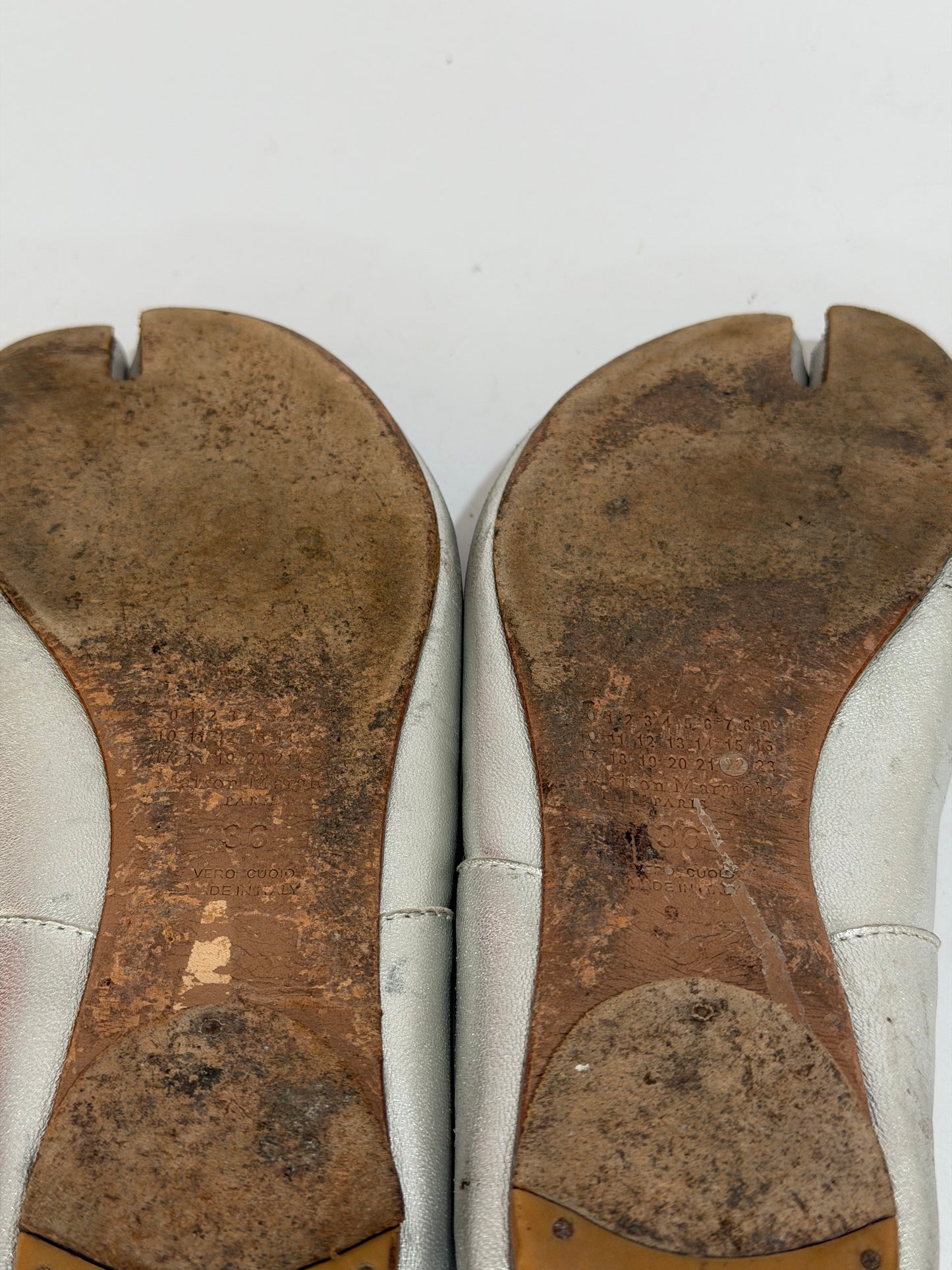 Maison Margiela Silver Tabi Ballerina Flats Size 36 EU/ 6 US/ 3UK